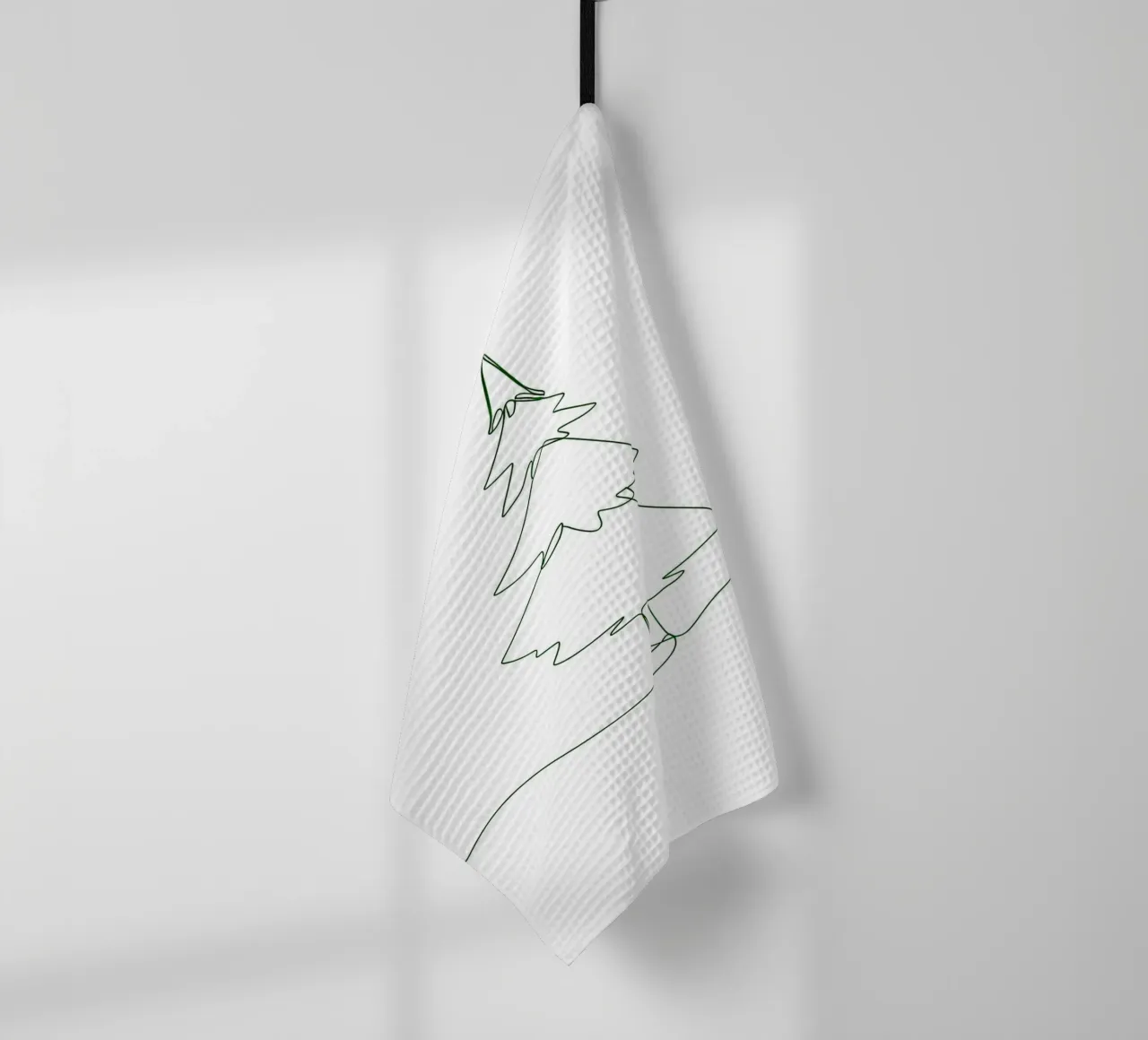 Minimalist Line Drawing of a Christmas Tree | Modern Abstrac tea towel by Viv Line Art
