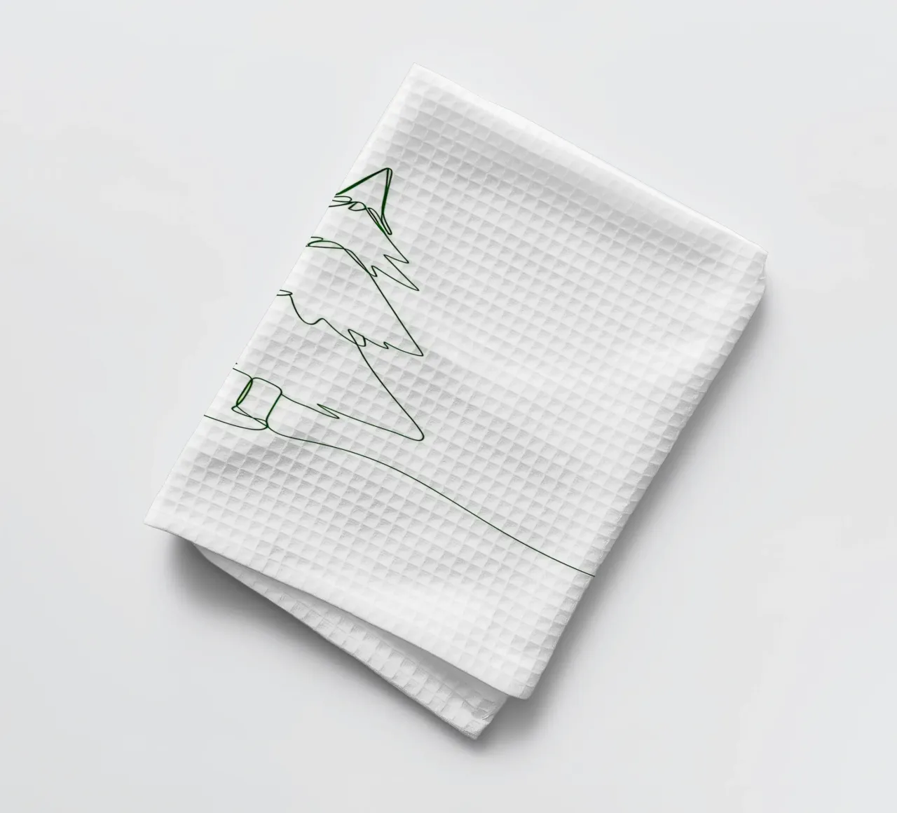 Minimalist Line Drawing of a Christmas Tree | Modern Abstrac tea towel by Viv Line Art