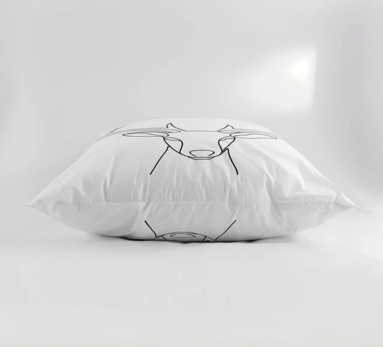 Minimalist Line Drawing of a Deer Head | Modern Abstract Art decorative cushion by Viv Line Art