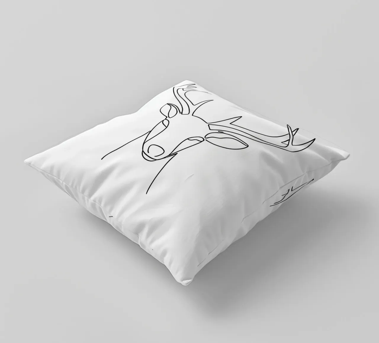 Minimalist Line Drawing of a Deer Head | Modern Abstract Art decorative cushion by Viv Line Art