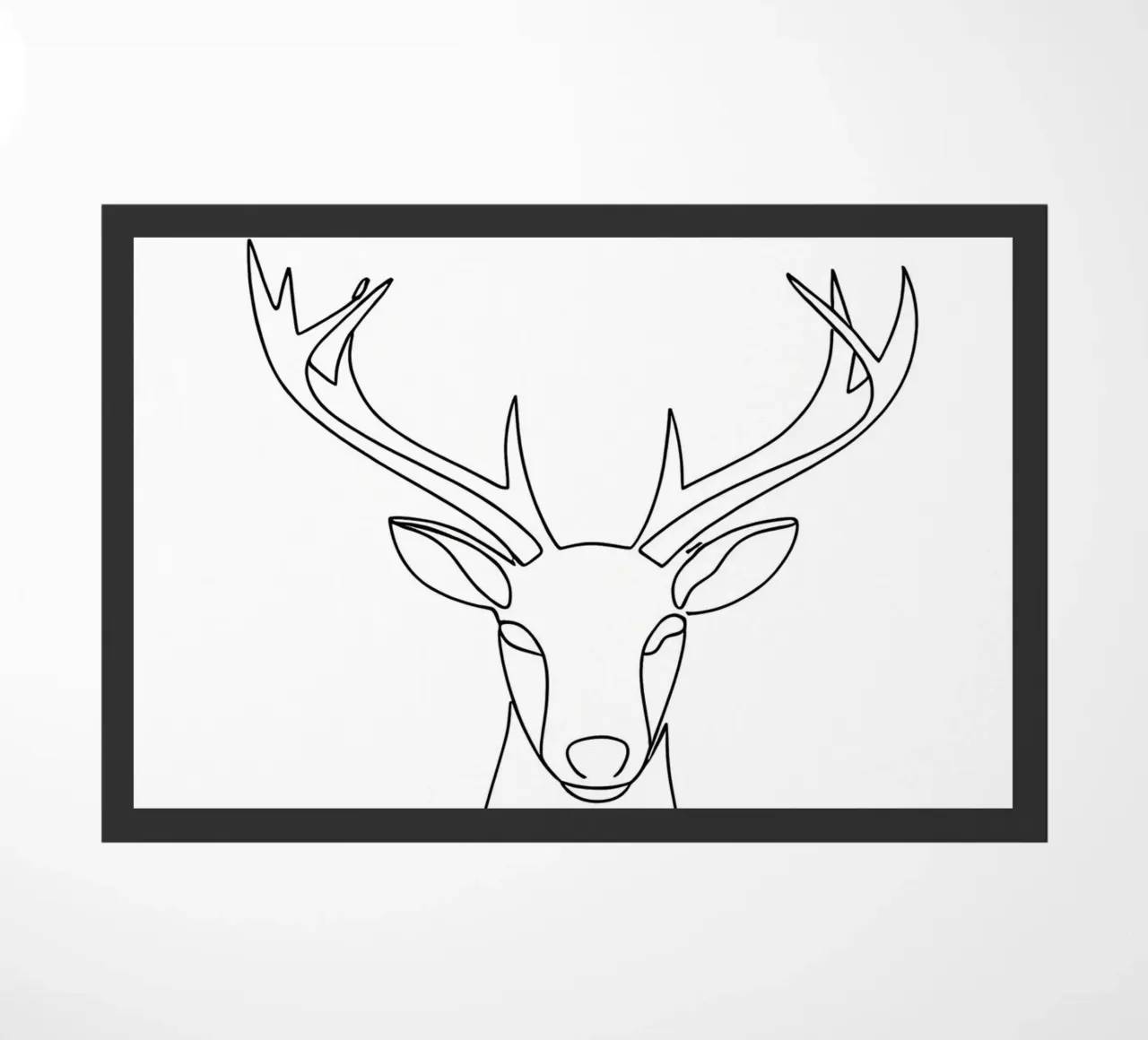 Minimalist Line Drawing of a Deer Head | Modern Abstract Art doormat by Viv Line Art