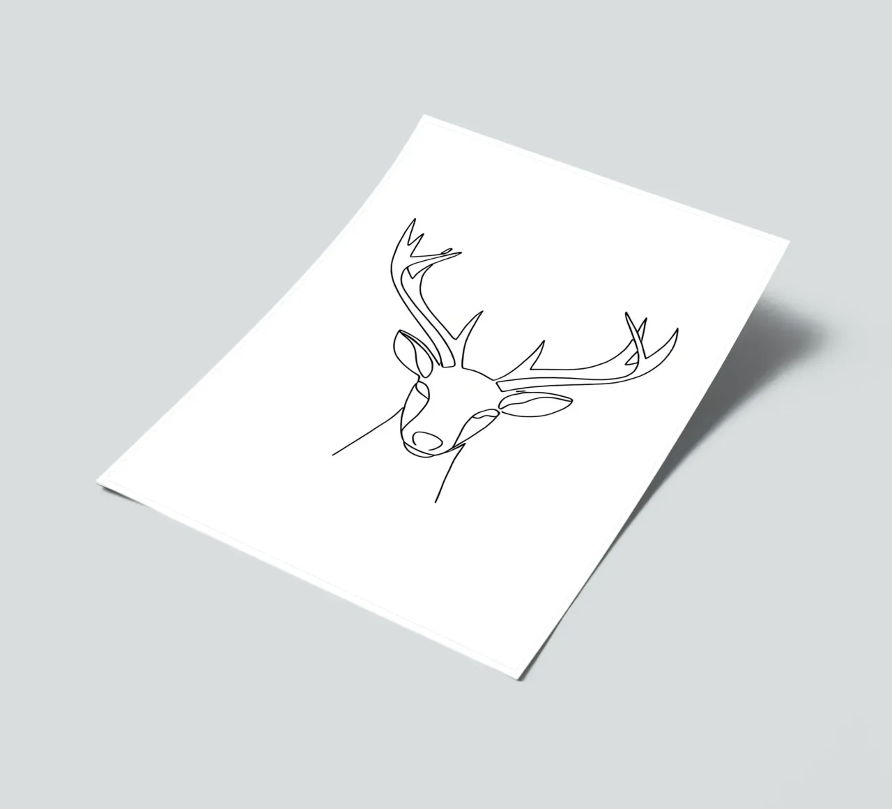 Minimalist Line Drawing of a Deer Head | Modern Abstract Art sticker sheet by Viv Line Art
