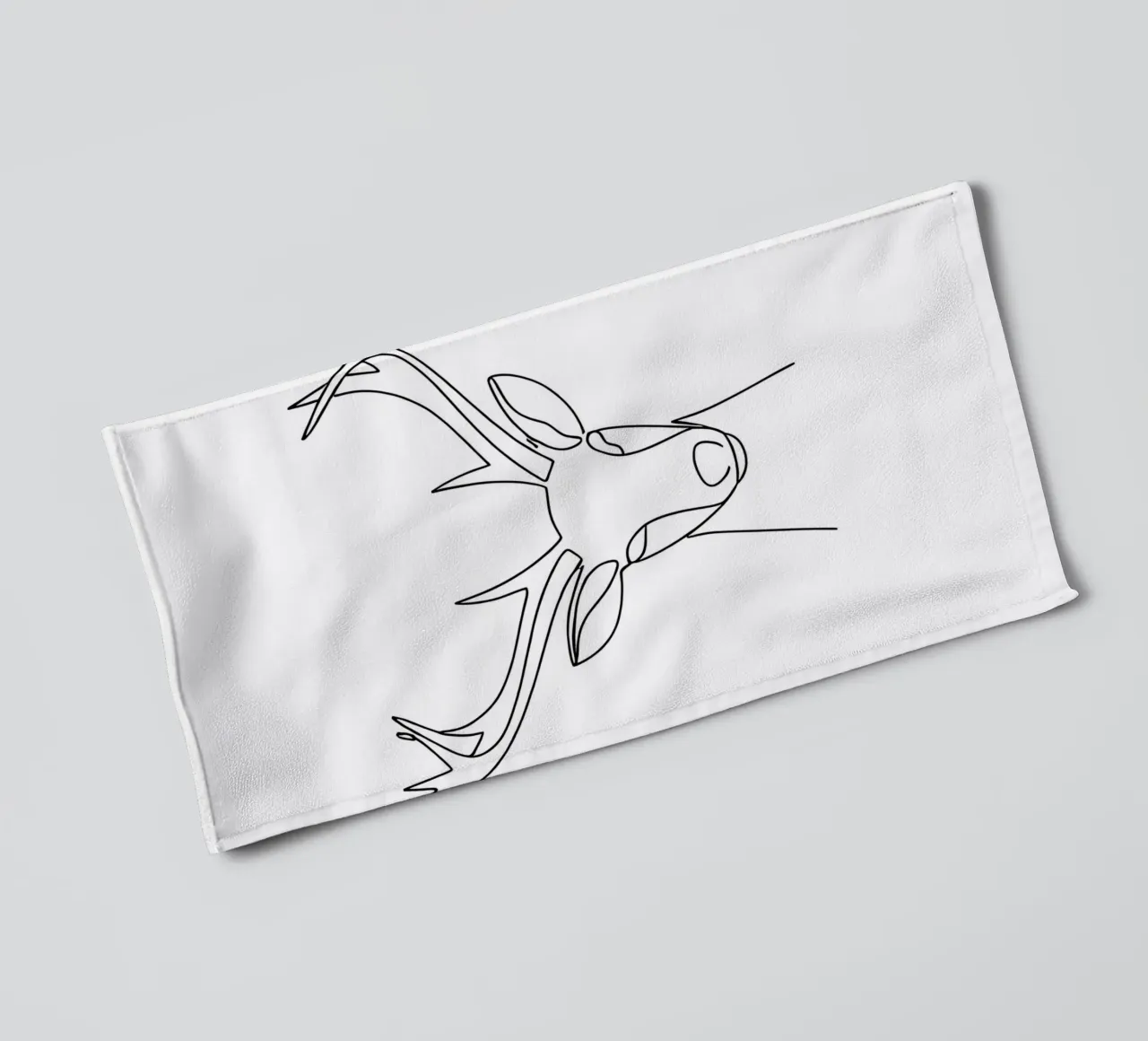 Minimalist Line Drawing of a Deer Head | Modern Abstract Art towel by Viv Line Art