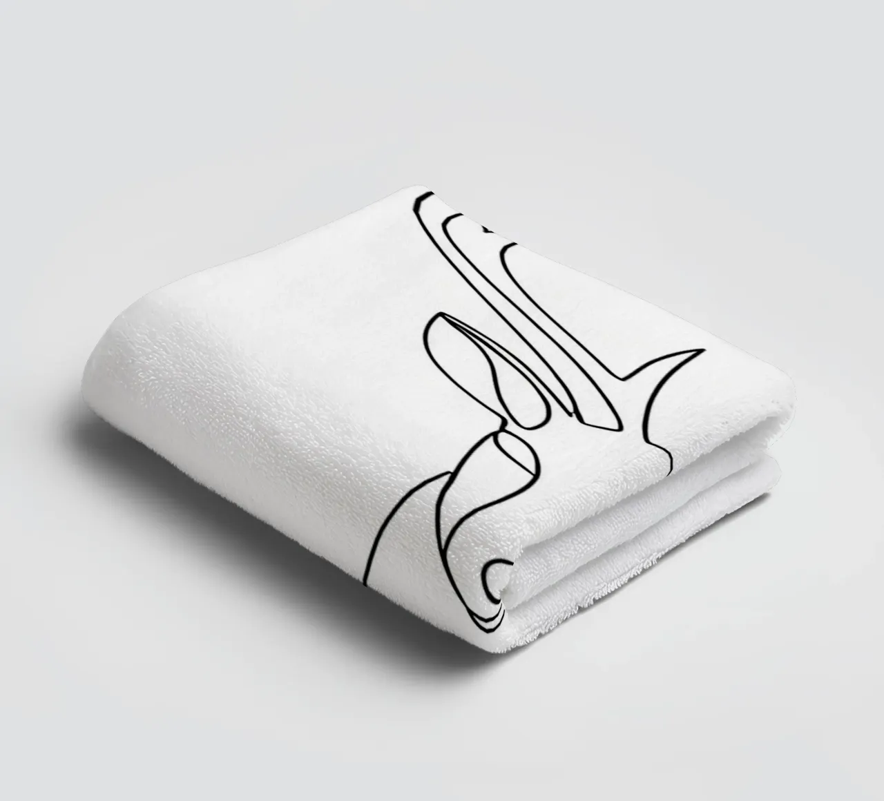 Minimalist Line Drawing of a Deer Head | Modern Abstract Art towel by Viv Line Art