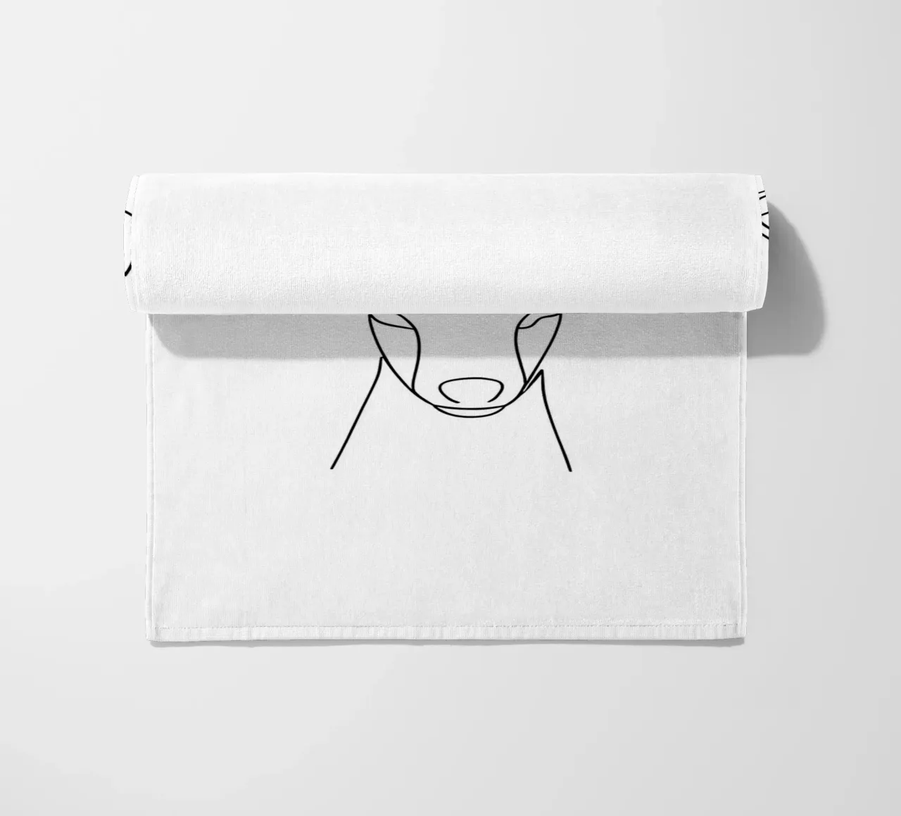 Minimalist Line Drawing of a Deer Head | Modern Abstract Art beach towel by Viv Line Art