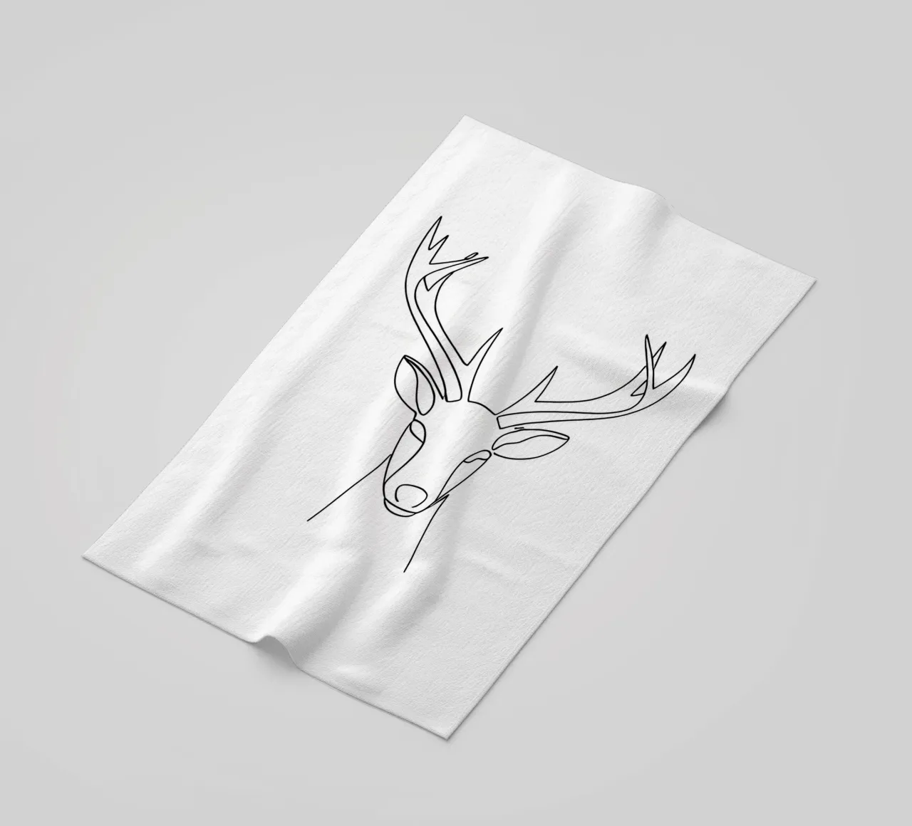 Minimalist Line Drawing of a Deer Head | Modern Abstract Art beach towel by Viv Line Art