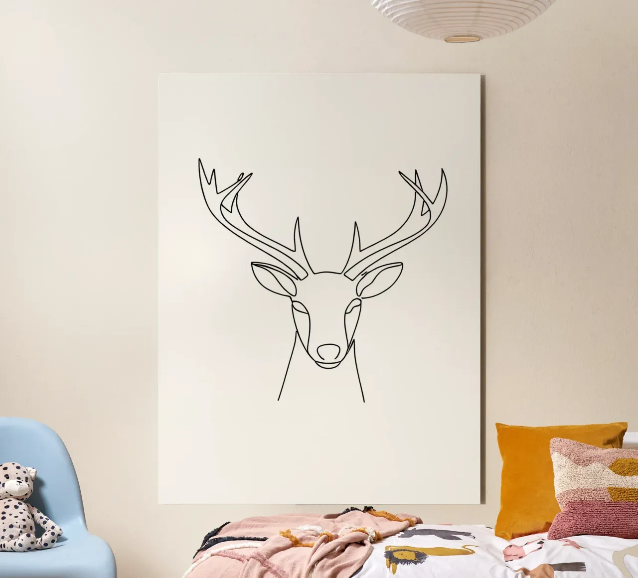 Minimalist Line Drawing of a Deer Head | Modern Abstract Art alu-dibond by Viv Line Art