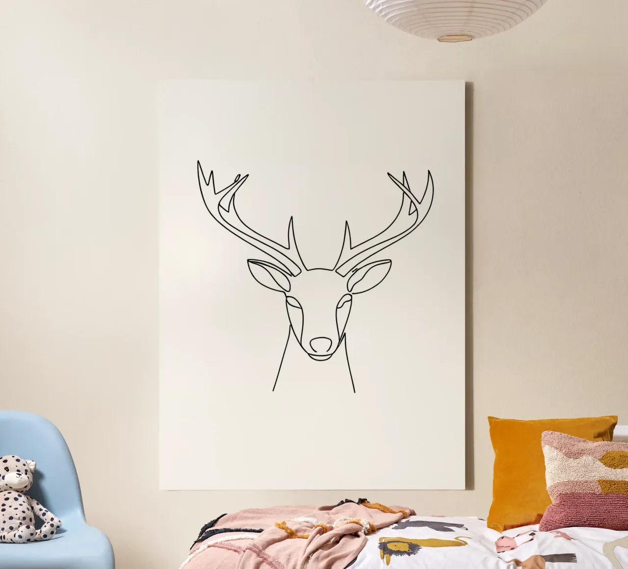 Minimalist Line Drawing of a Deer Head | Modern Abstract Art canvas by Viv Line Art
