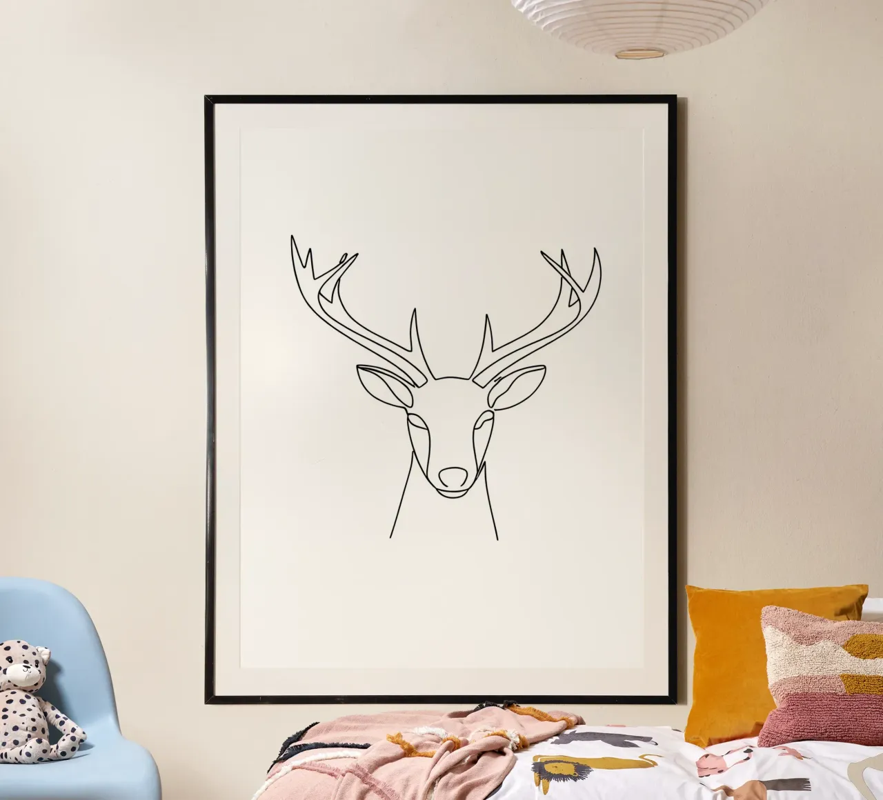 Minimalist Line Drawing of a Deer Head | Modern Abstract Art hahnemühle by Viv Line Art