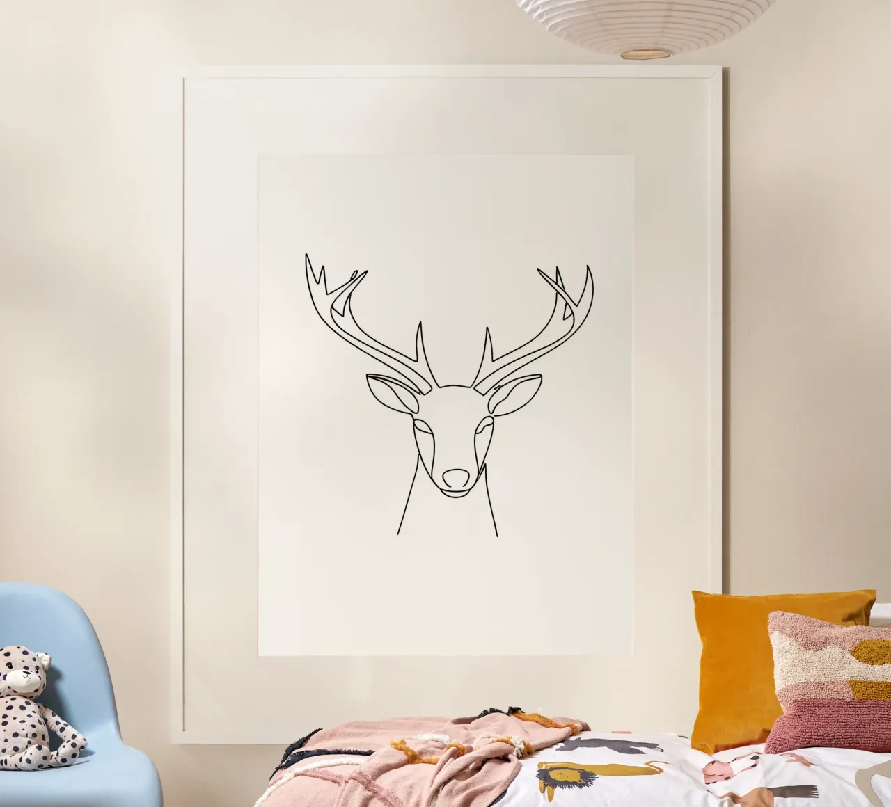 Minimalist Line Drawing of a Deer Head | Modern Abstract Art hahnemühle by Viv Line Art