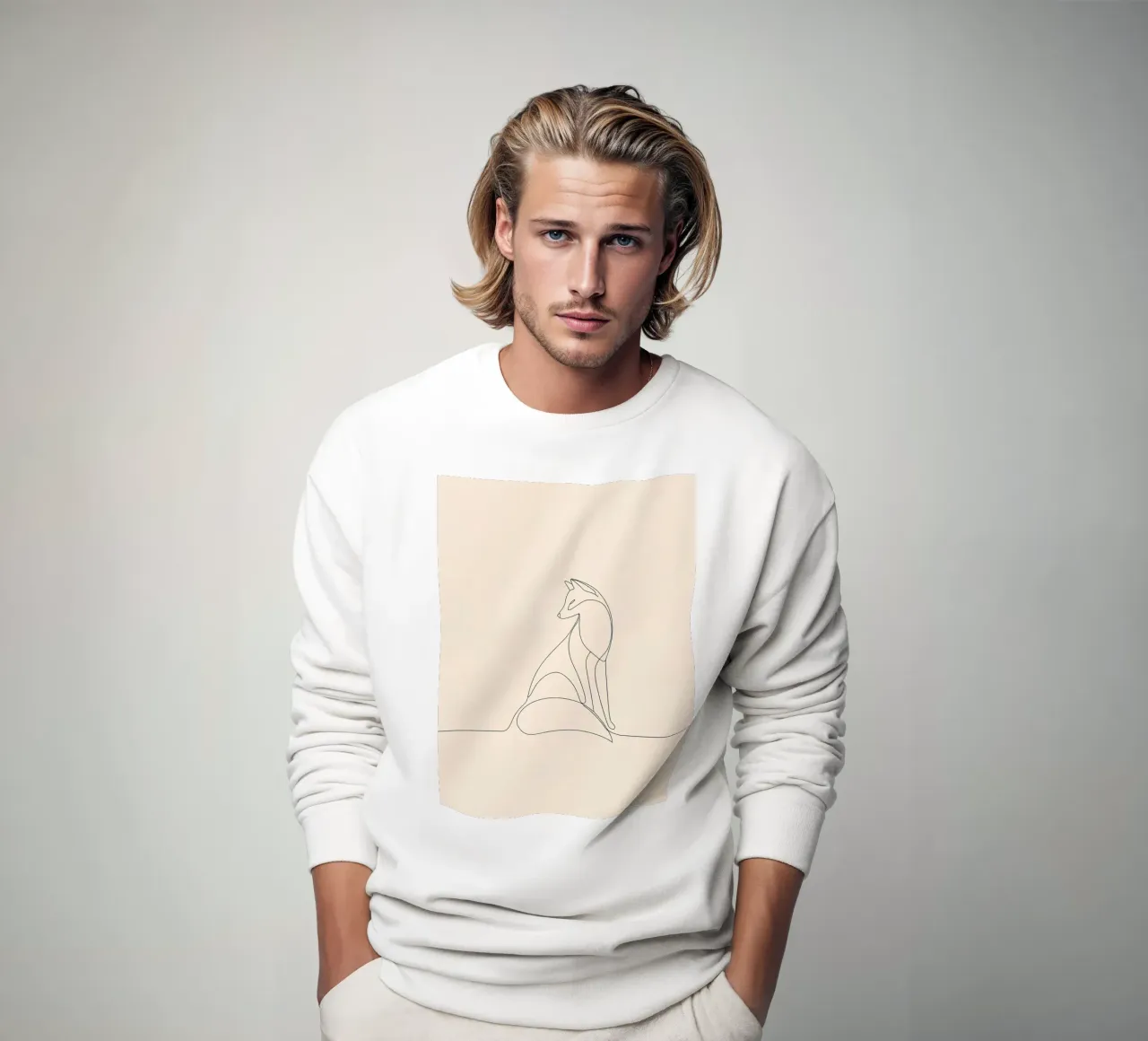 Dessin au trait minimaliste d'un renard | Modern Abstract Art sweat de Viv Line Art