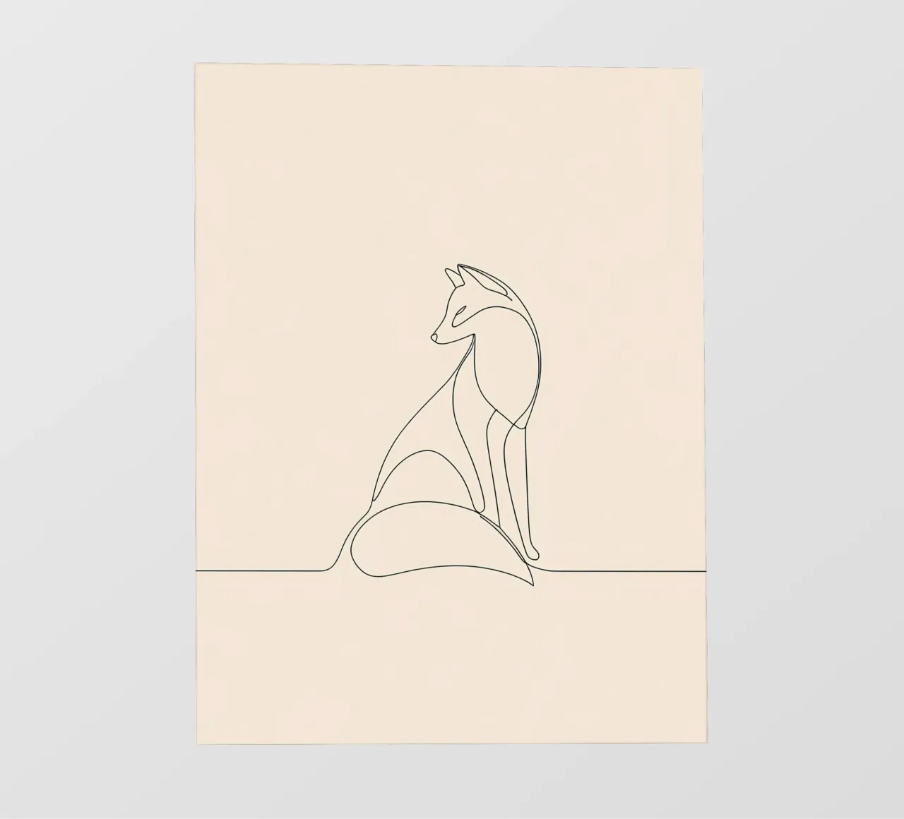 Minimalist Line Drawing of a Fox | Modern Abstract Art pvc cover by Viv Line Art