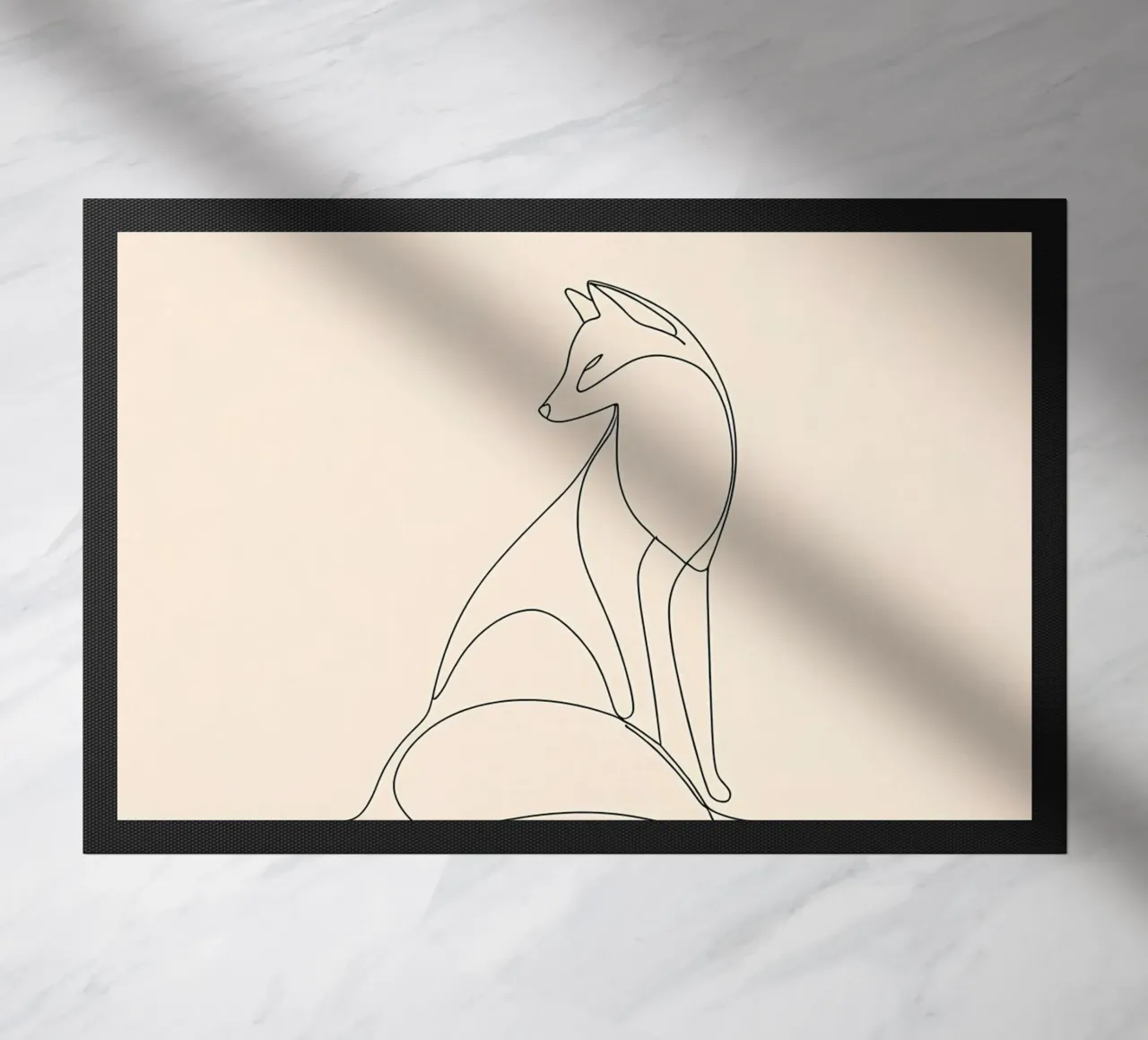Minimalist Line Drawing of a Fox | Modern Abstract Art doormat by Viv Line Art