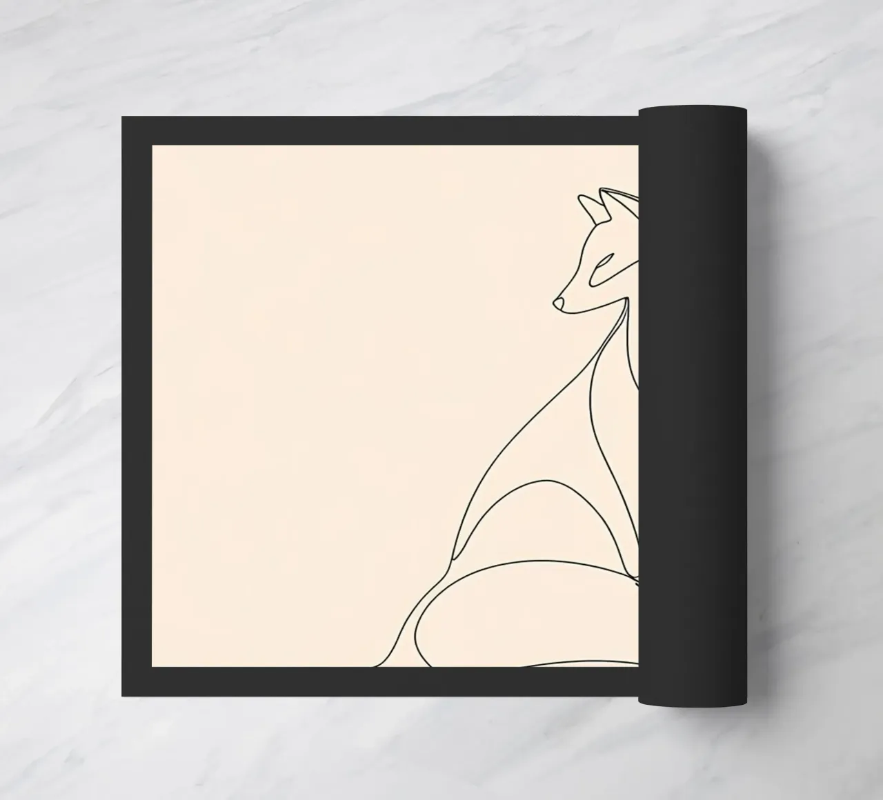 Minimalist Line Drawing of a Fox | Modern Abstract Art doormat by Viv Line Art