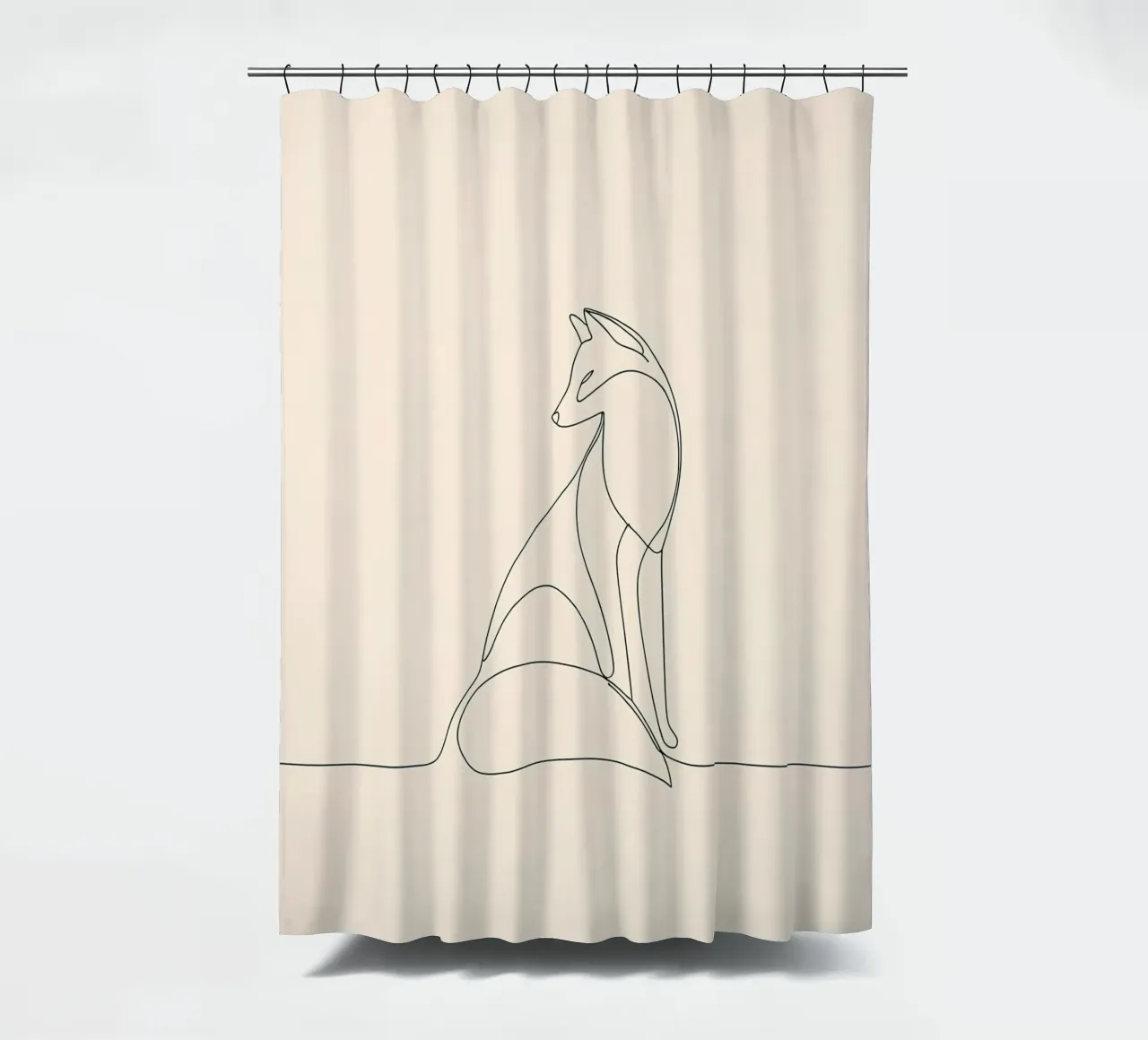 Minimalist Line Drawing of a Fox | Modern Abstract Art shower curtain by Viv Line Art