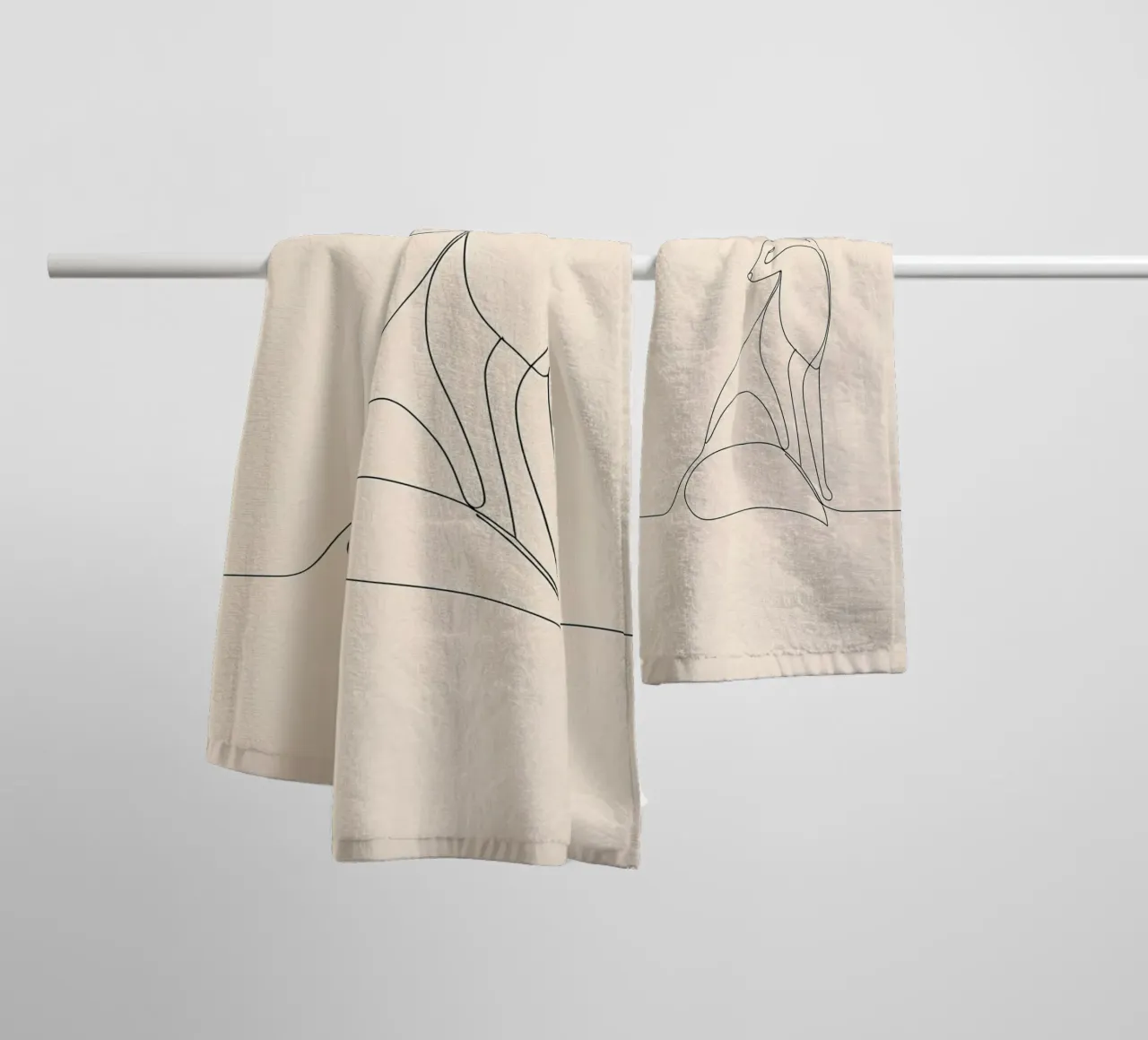 Minimalist Line Drawing of a Fox | Modern Abstract Art towel by Viv Line Art