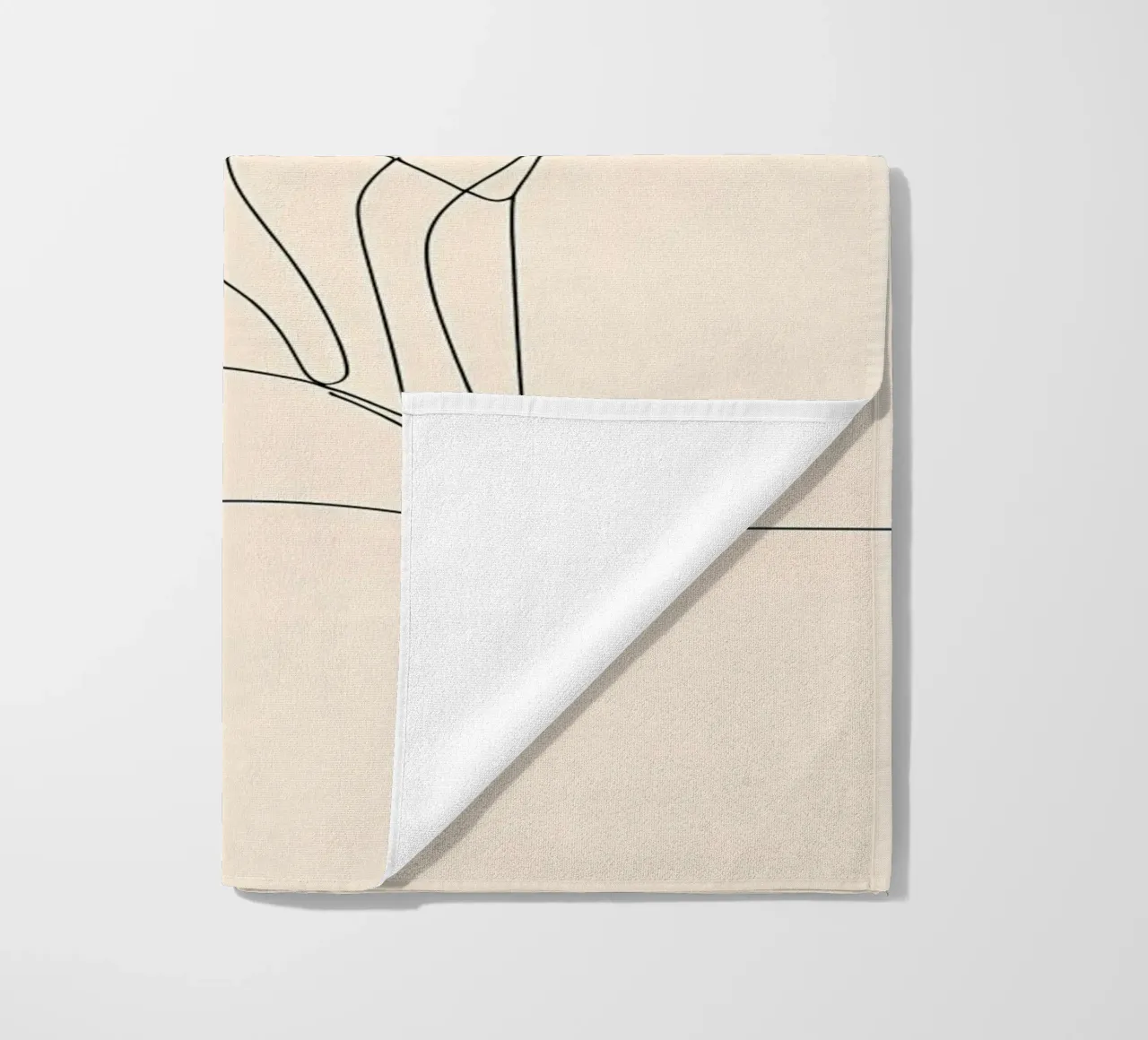 Minimalist Line Drawing of a Fox | Modern Abstract Art beach towel by Viv Line Art