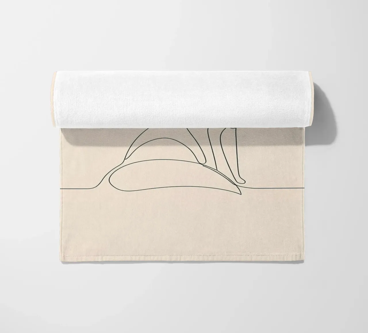 Minimalist Line Drawing of a Fox | Modern Abstract Art beach towel by Viv Line Art