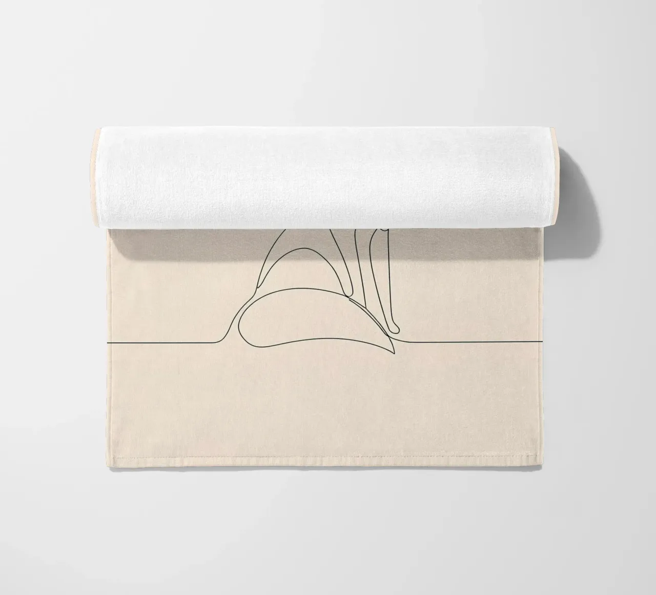 Minimalist Line Drawing of a Fox | Modern Abstract Art beach towel by Viv Line Art
