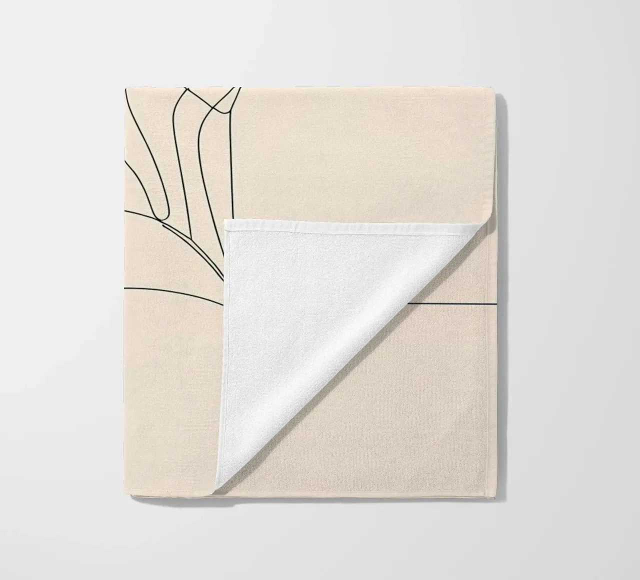 Minimalist Line Drawing of a Fox | Modern Abstract Art beach towel by Viv Line Art