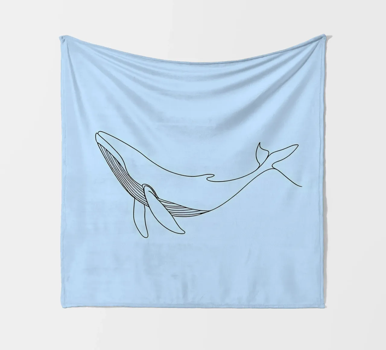 Minimalist Line Drawing of a Whale | Modern Abstract Art fleece blanket by Viv Line Art