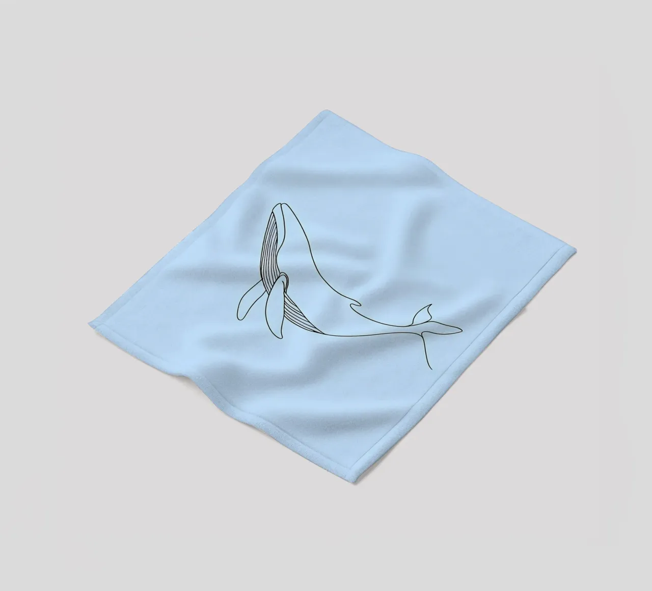 Minimalist Line Drawing of a Whale | Modern Abstract Art fleece blanket by Viv Line Art