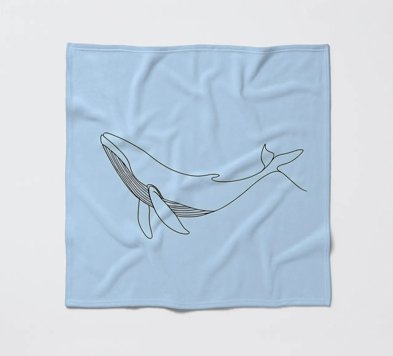Minimalist Line Drawing of a Whale | Modern Abstract Art fleece blanket by Viv Line Art