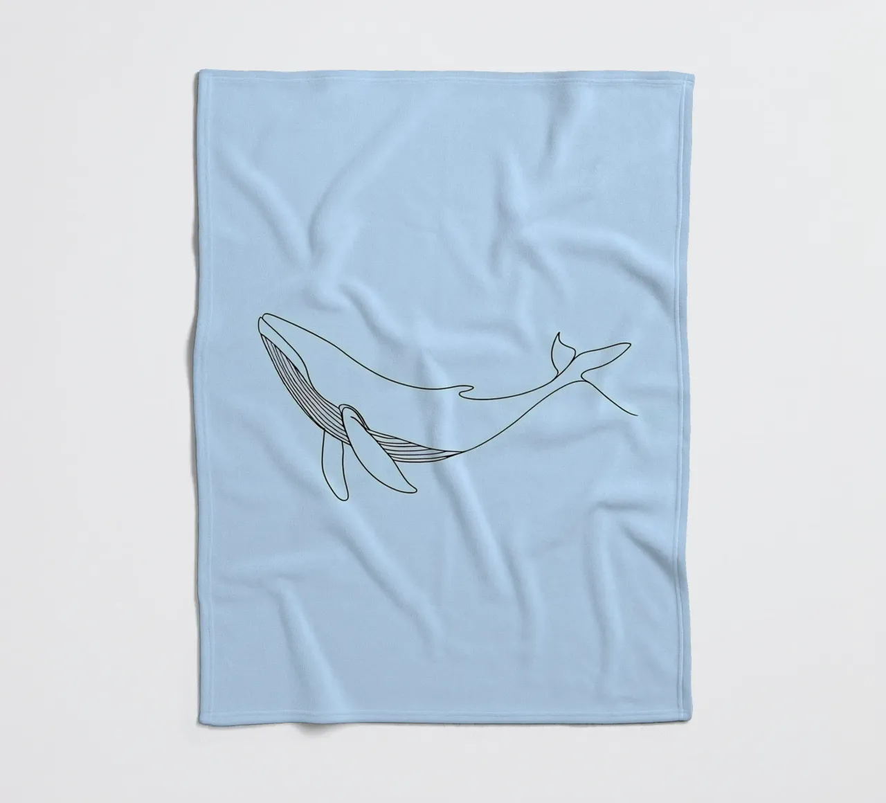 Minimalist Line Drawing of a Whale | Modern Abstract Art fleece blanket by Viv Line Art