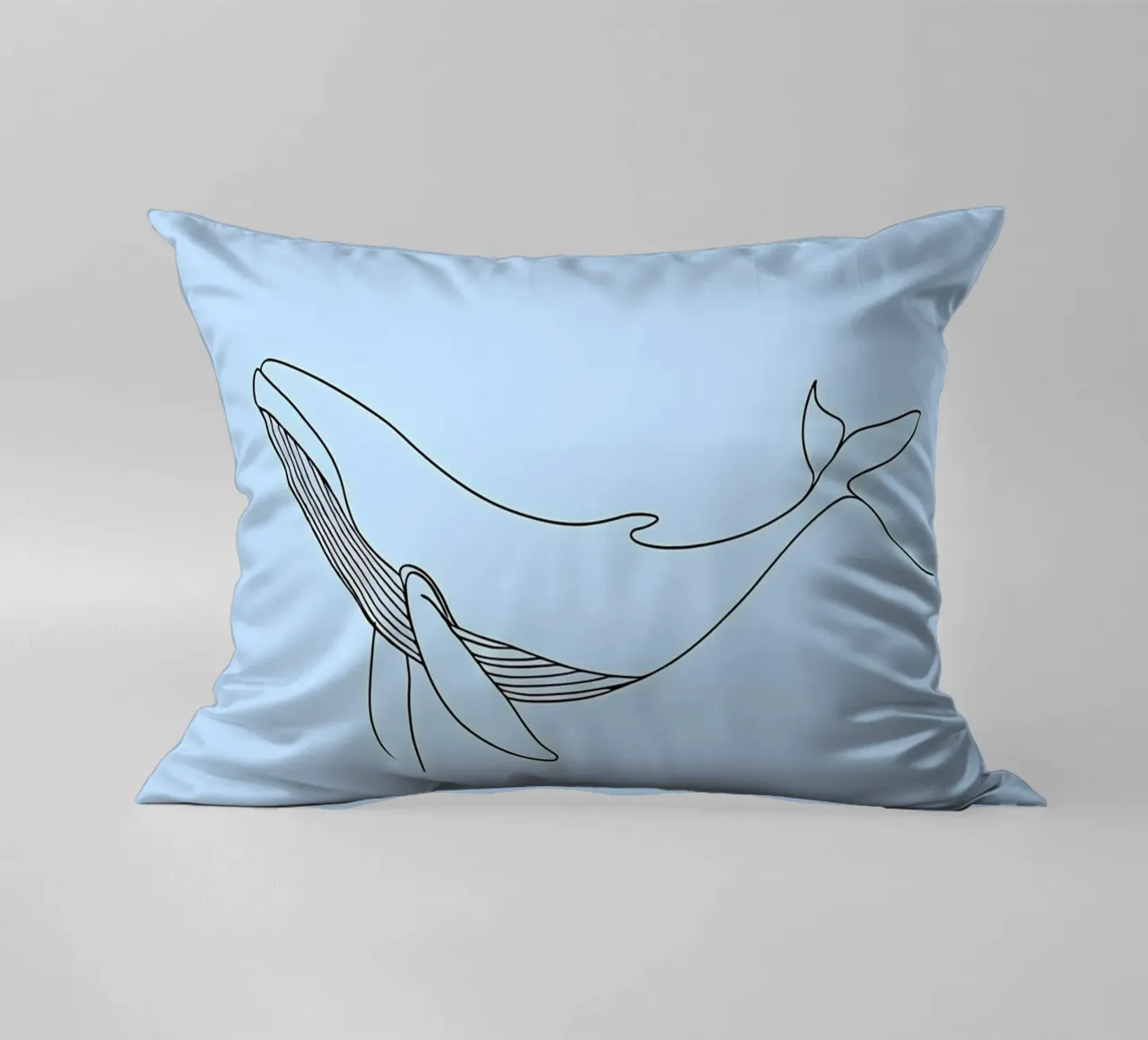 Minimalist Line Drawing of a Whale | Modern Abstract Art decorative cushion by Viv Line Art