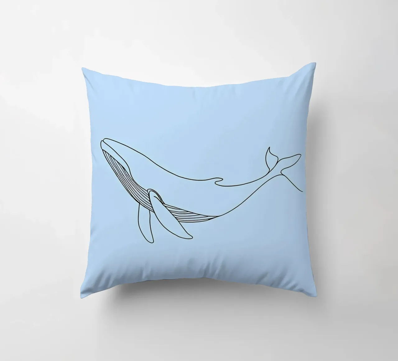 Minimalist Line Drawing of a Whale | Modern Abstract Art decorative cushion by Viv Line Art