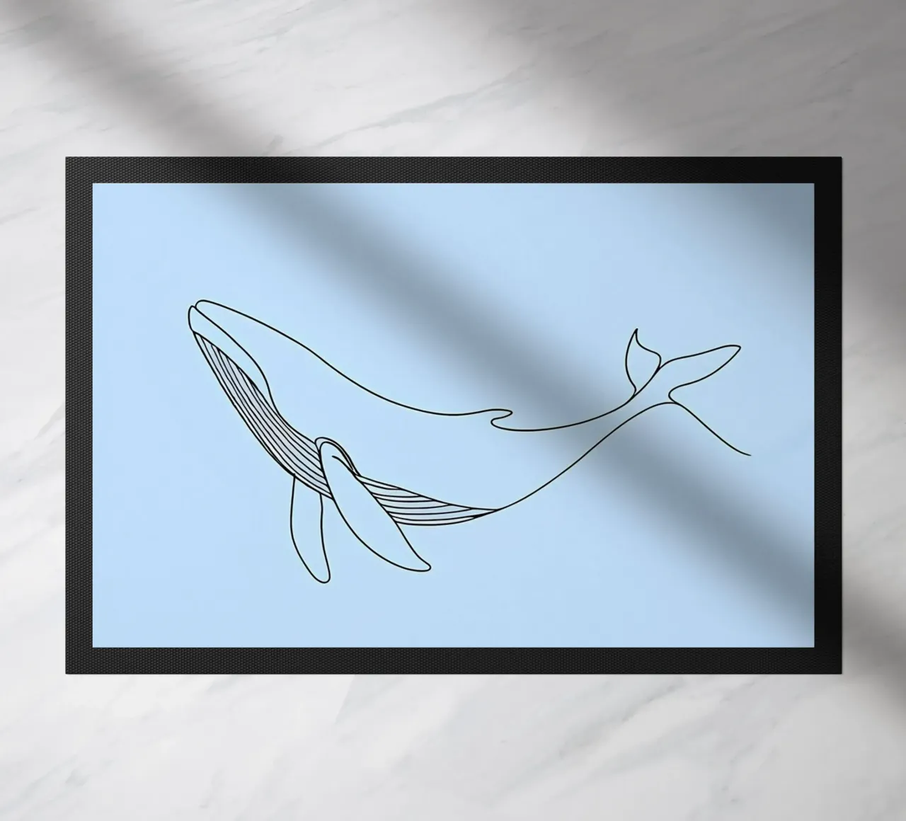 Minimalist Line Drawing of a Whale | Modern Abstract Art doormat by Viv Line Art