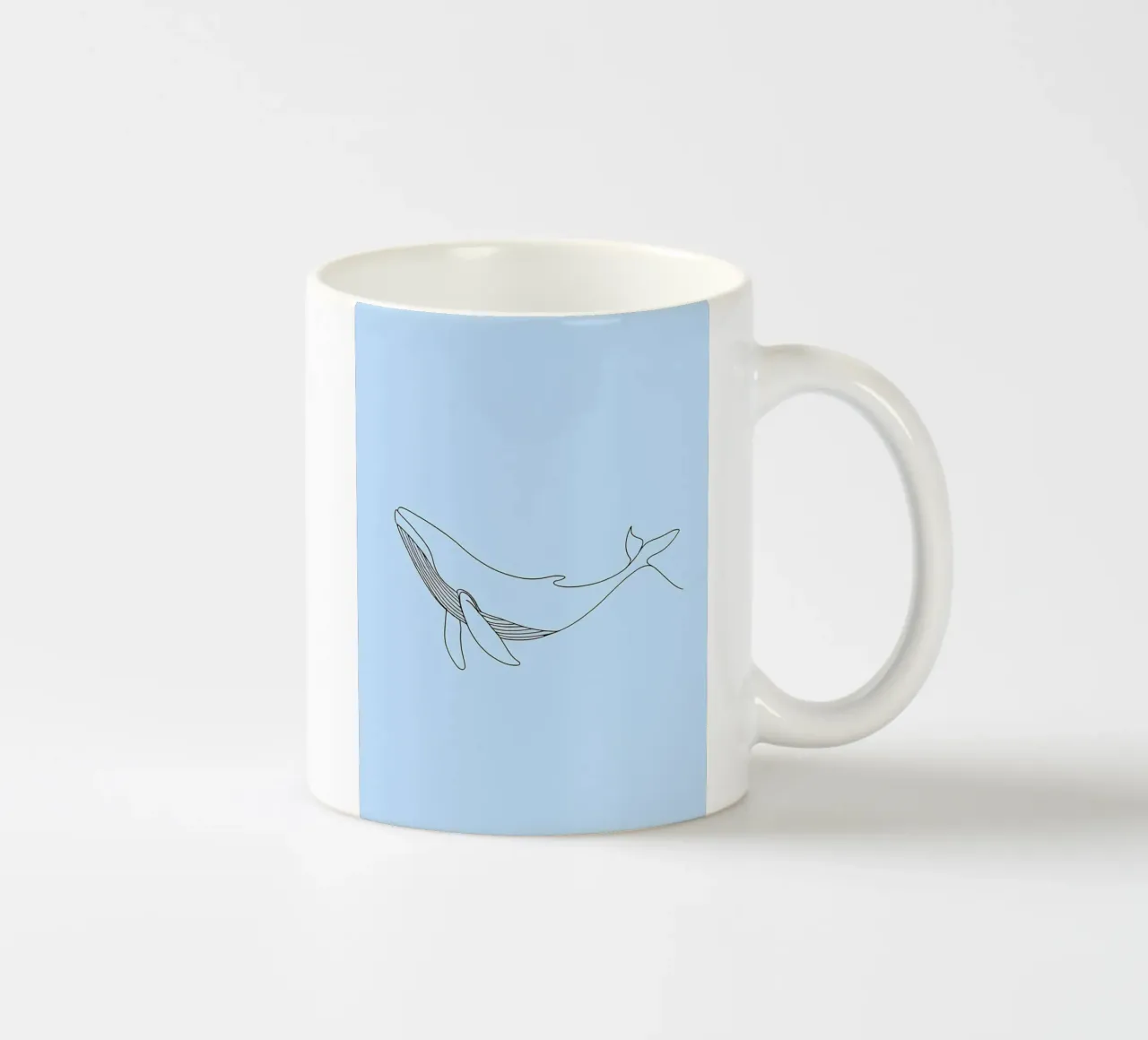 Minimalist Line Drawing of a Whale | Modern Abstract Art ceramic mug by Viv Line Art