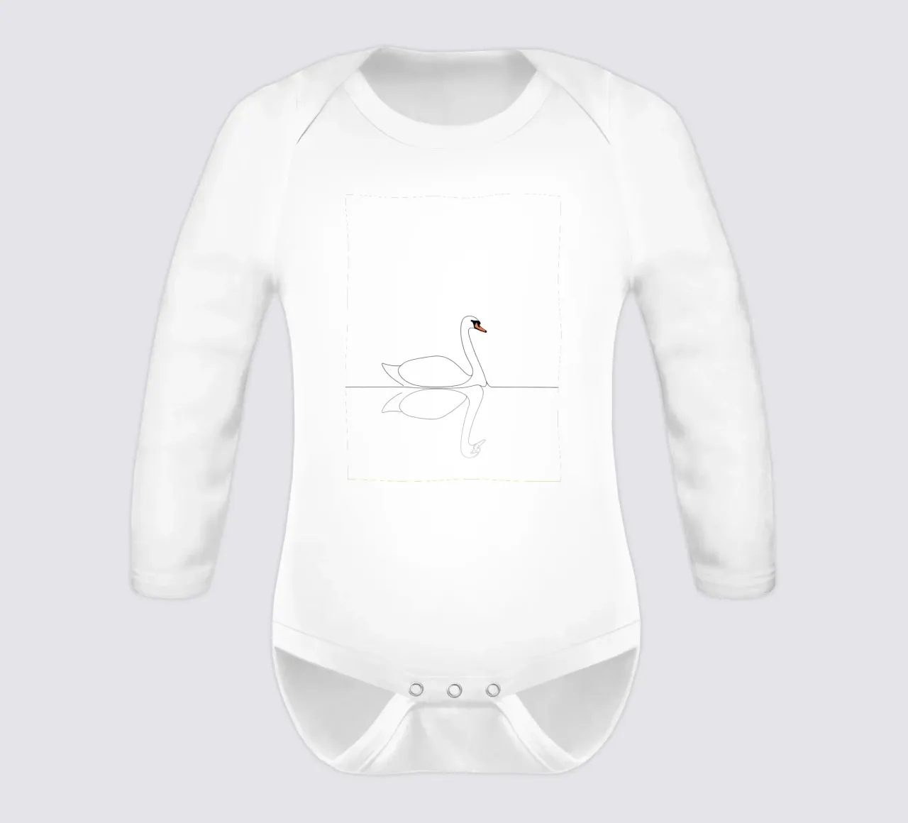 Minimalist Line Drawing of a Swan | Modern Abstract Art long-sleeve baby romper by Viv Line Art