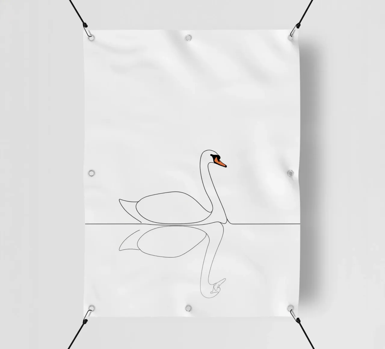 Minimalist Line Drawing of a Swan | Modern Abstract Art pvc cover by Viv Line Art