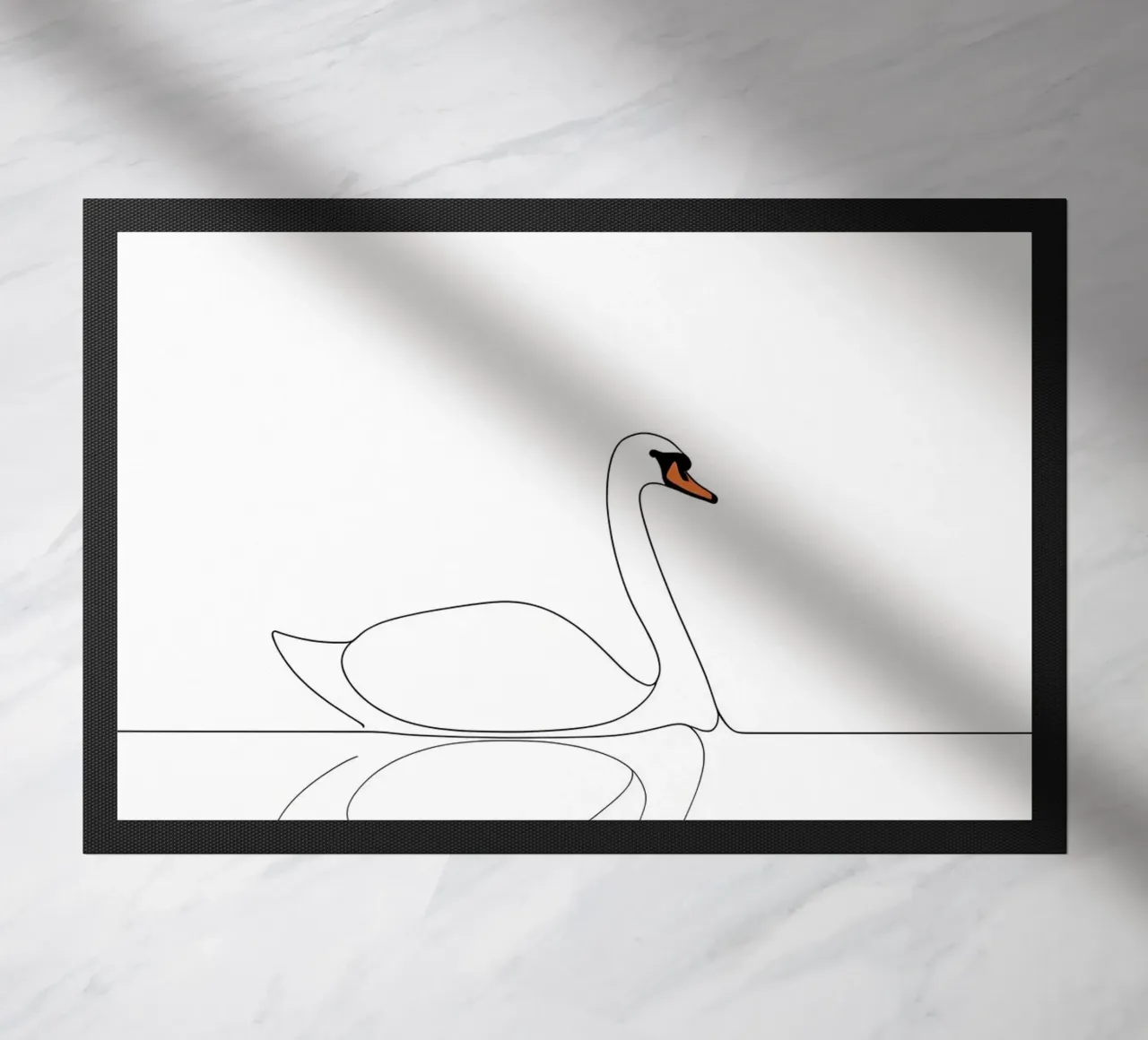 Dessin au trait minimaliste d'un cygne | Modern Abstract Art paillasson de Viv Line Art