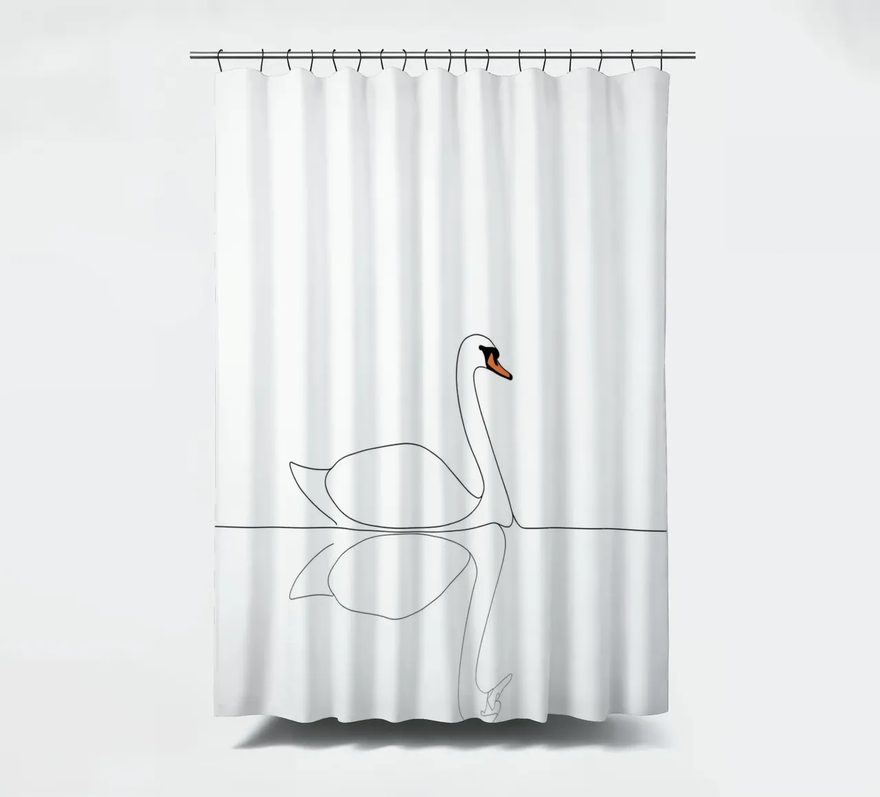 Dessin au trait minimaliste d'un cygne | Modern Abstract Art rideau de douche de Viv Line Art