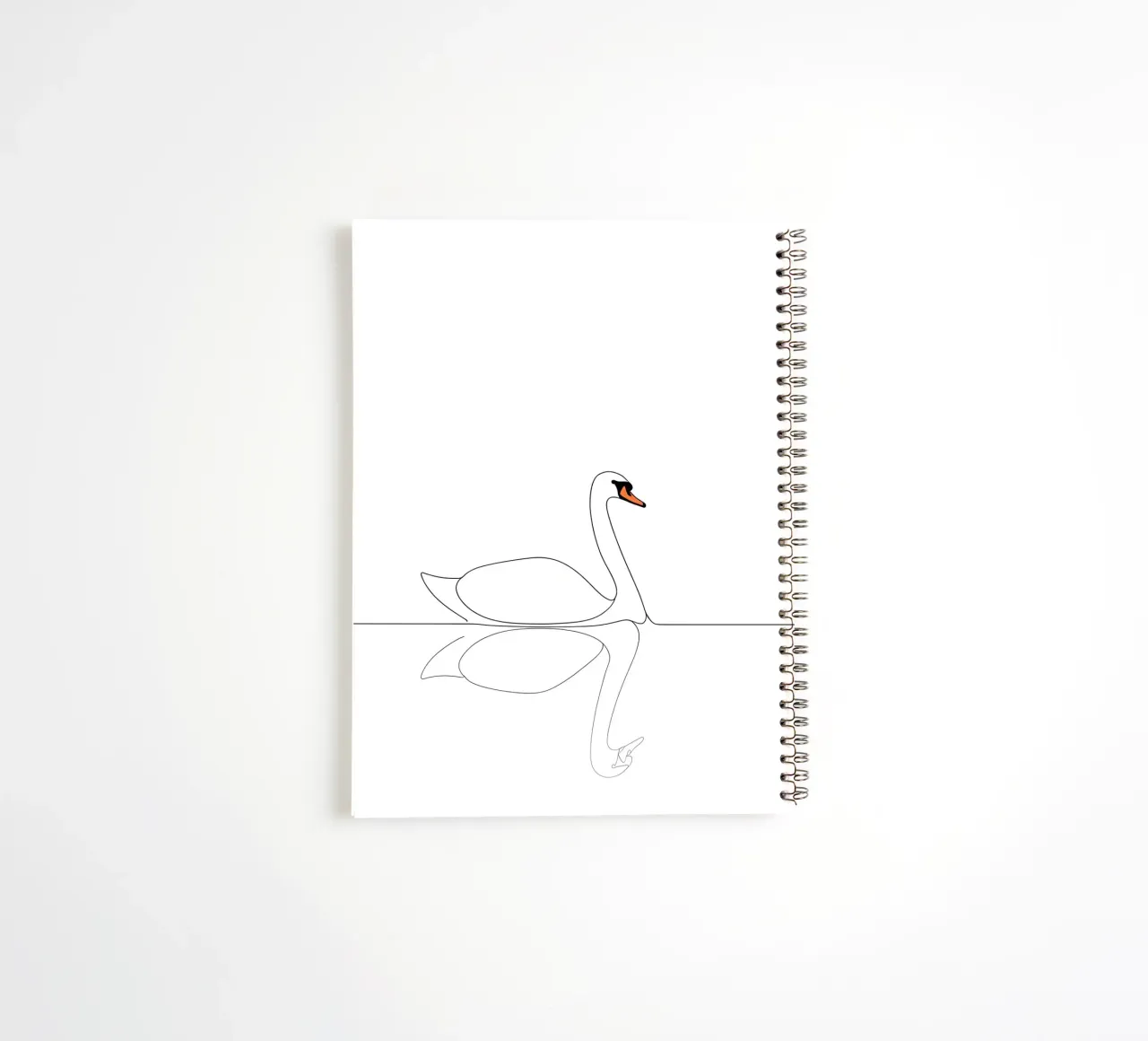 Minimalist Line Drawing of a Swan | Modern Abstract Art spiral notebook by Viv Line Art