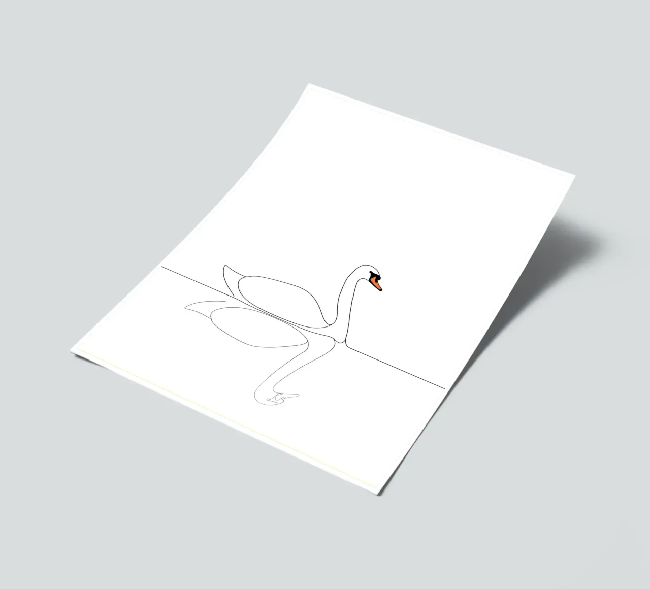 Dessin au trait minimaliste d'un cygne | Modern Abstract Art planche autocollant de Viv Line Art