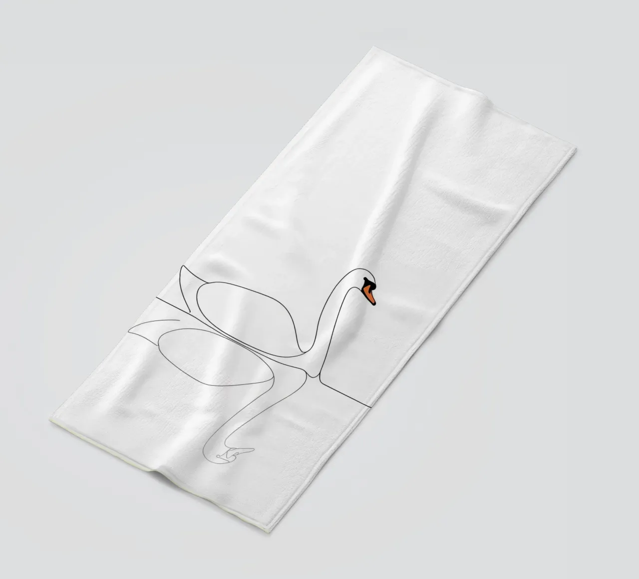Minimalist Line Drawing of a Swan | Modern Abstract Art beach towel by Viv Line Art