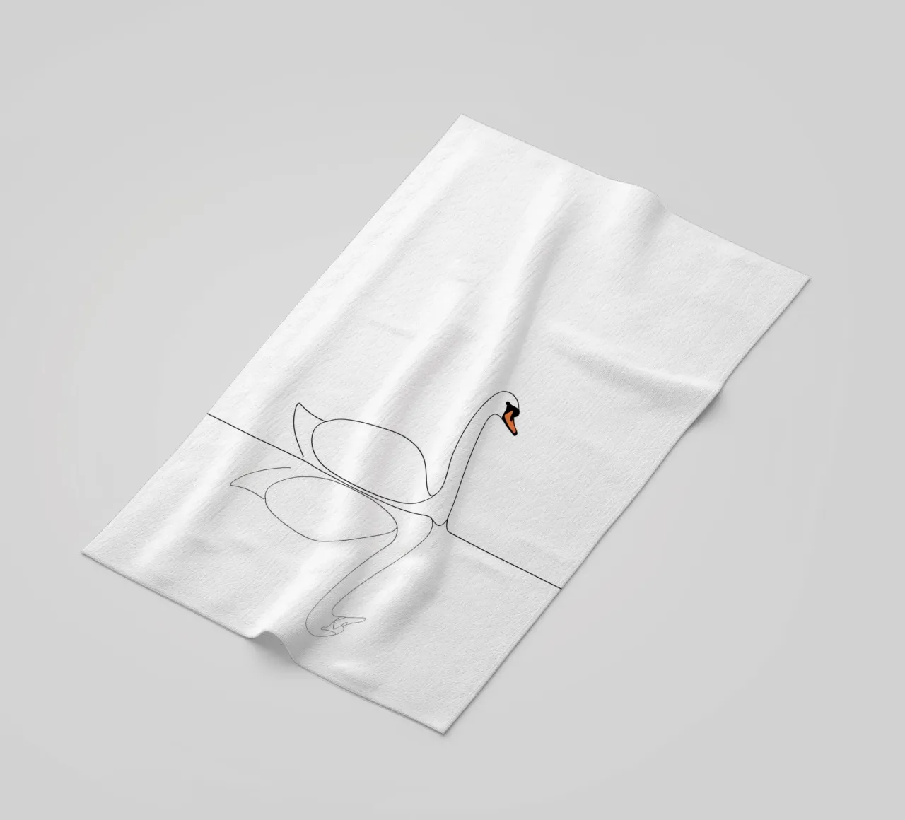 Minimalist Line Drawing of a Swan | Modern Abstract Art beach towel by Viv Line Art