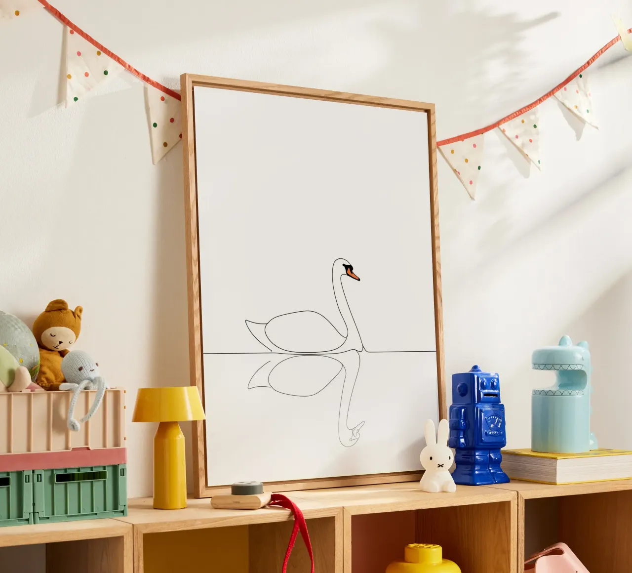 Minimalist Line Drawing of a Swan | Modern Abstract Art acrylic glass by Viv Line Art