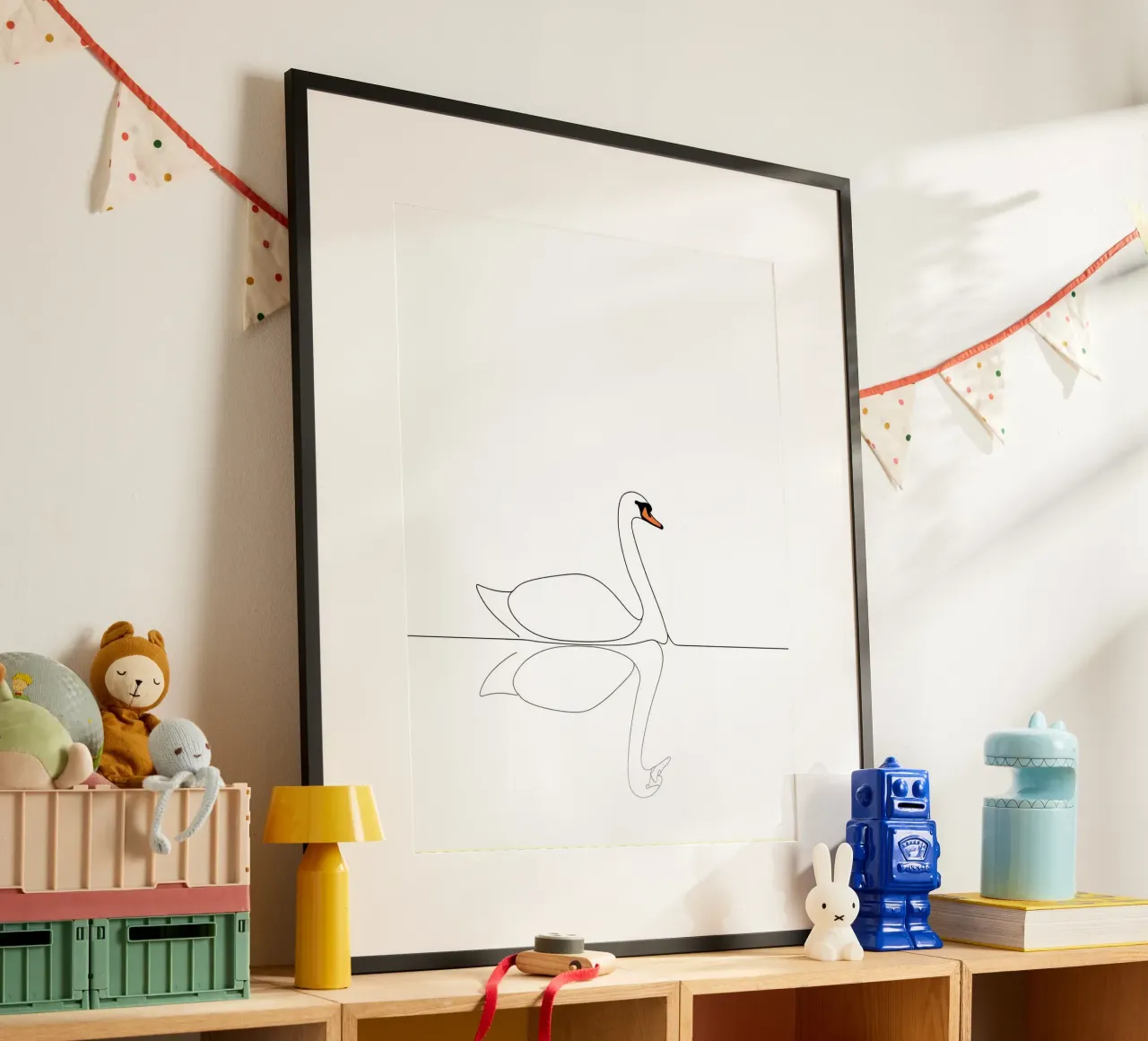 Minimalist Line Drawing of a Swan | Modern Abstract Art hahnemühle by Viv Line Art
