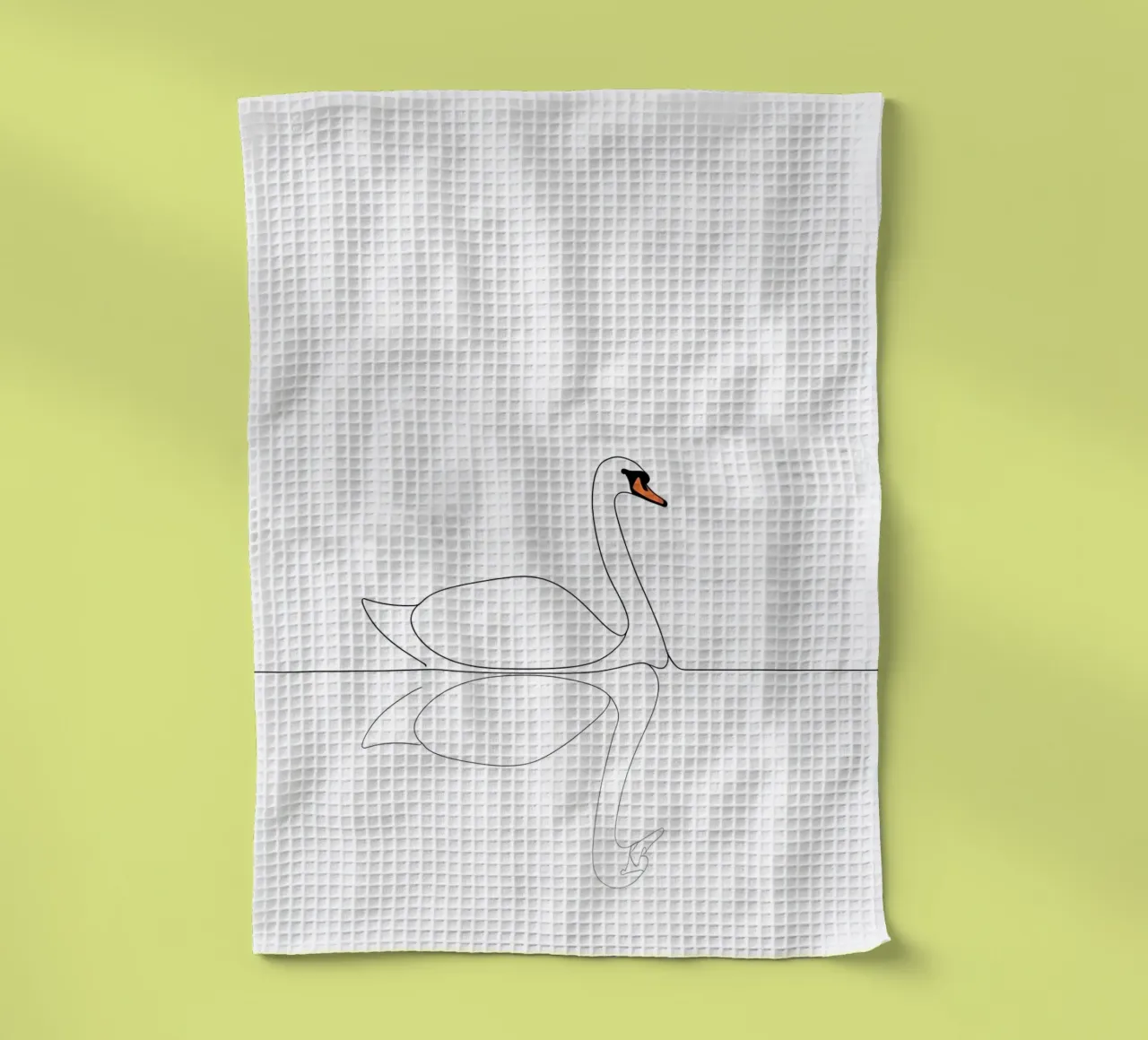Dessin au trait minimaliste d'un cygne | Modern Abstract Art torchon de Viv Line Art
