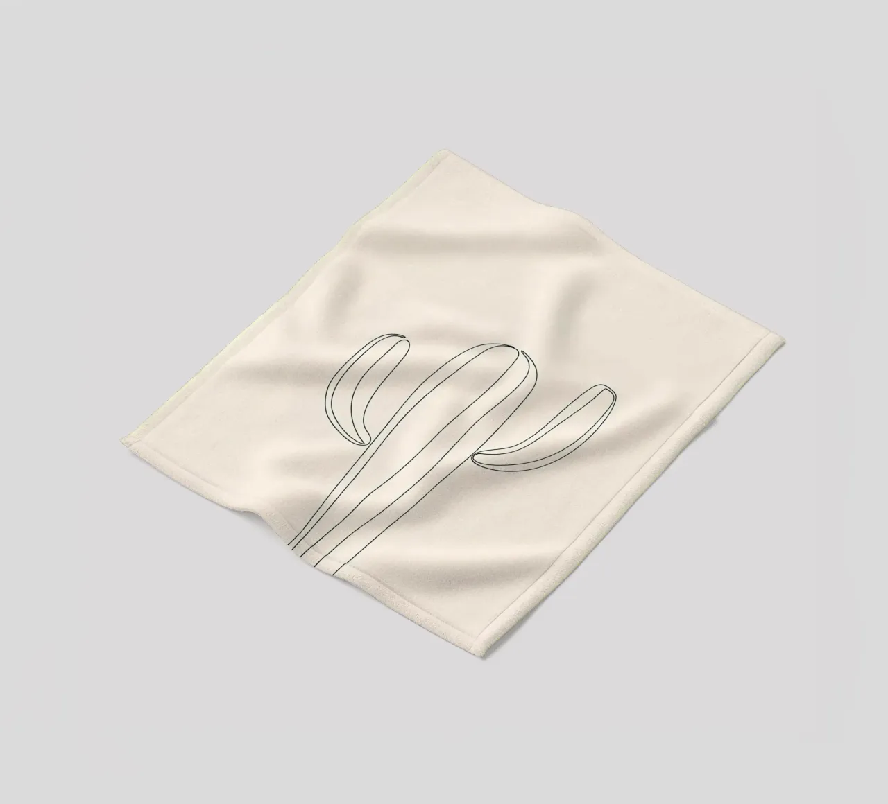 Minimalist Line Drawing of a Cactus | Modern Abstract Art fleece blanket by Viv Line Art