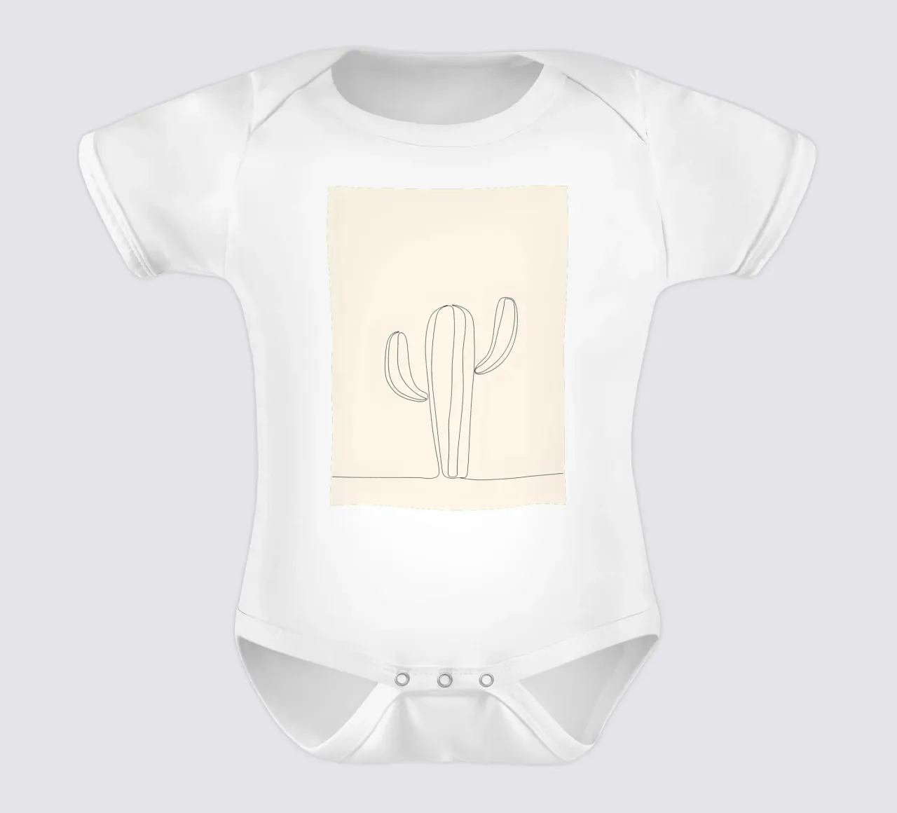 Minimalist Line Drawing of a Cactus | Modern Abstract Art short-sleeve baby romper by Viv Line Art