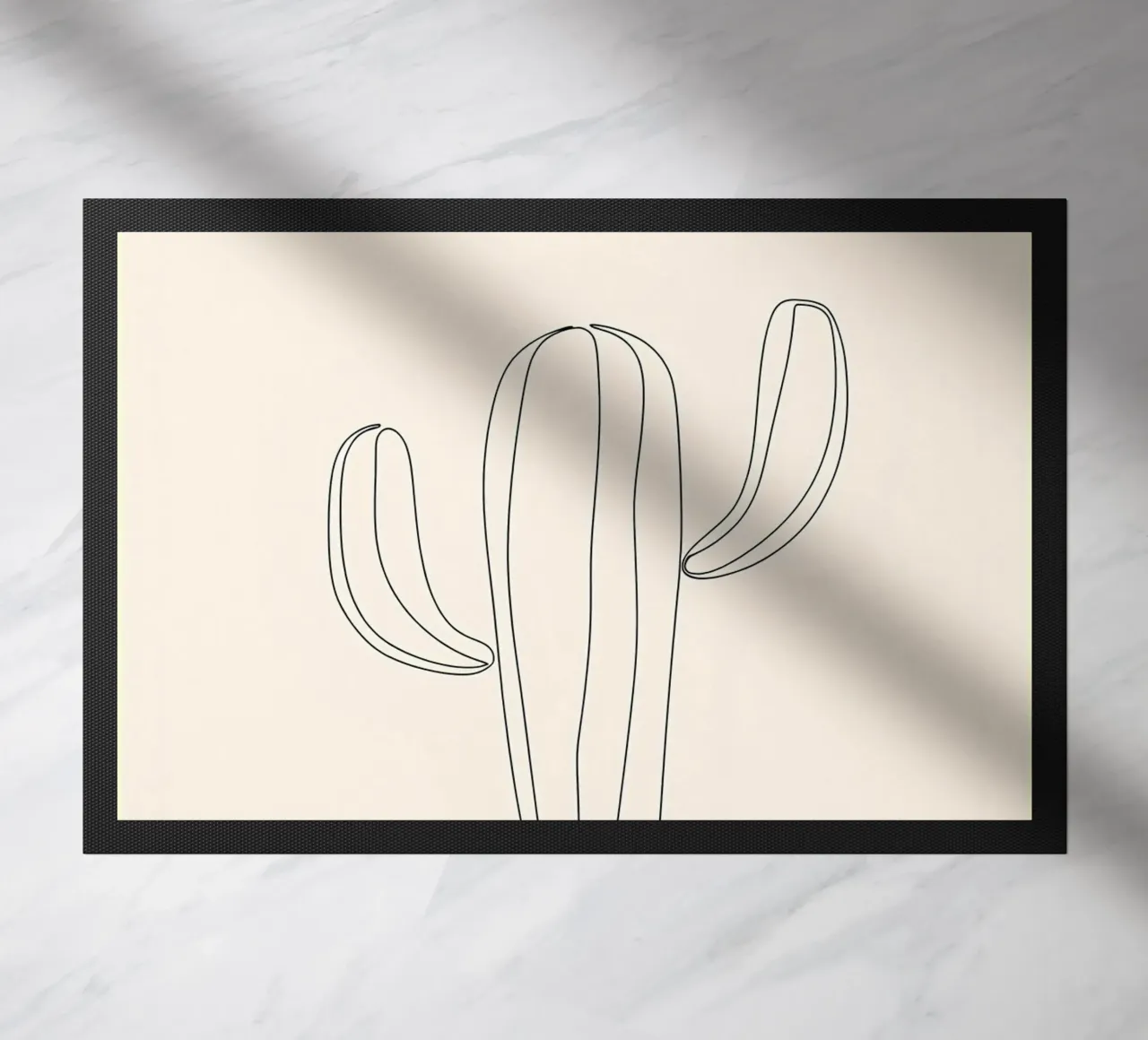 Minimalist Line Drawing of a Cactus | Modern Abstract Art doormat by Viv Line Art