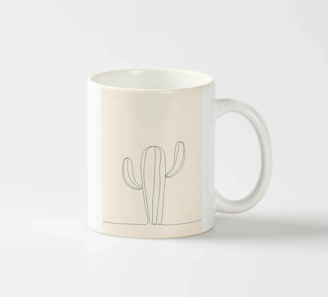 Minimalist Line Drawing of a Cactus | Modern Abstract Art ceramic mug by Viv Line Art
