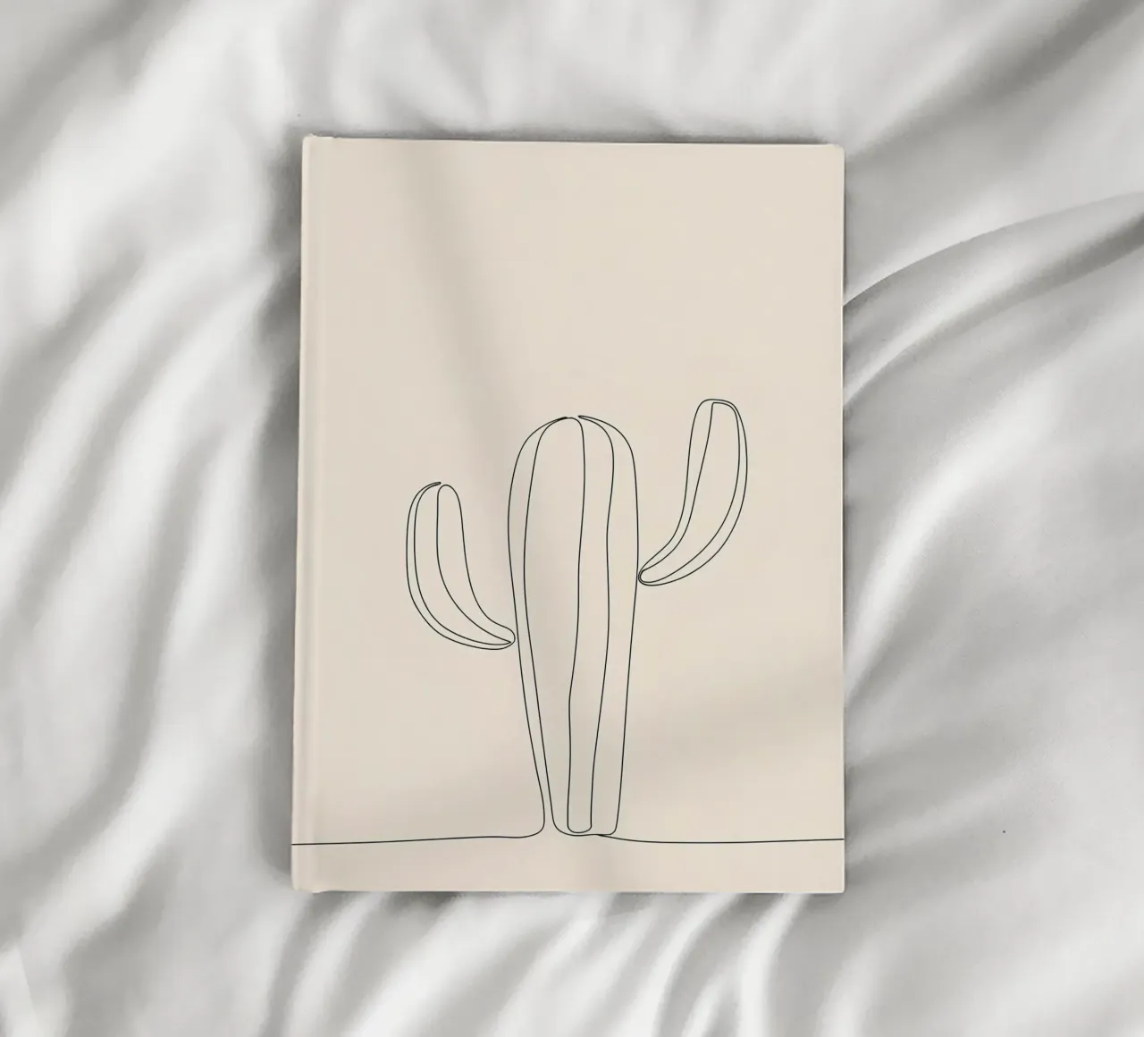Minimalist Line Drawing of a Cactus | Modern Abstract Art notebook by Viv Line Art