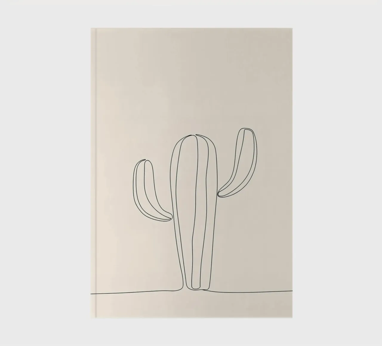 Minimalist Line Drawing of a Cactus | Modern Abstract Art notebook by Viv Line Art