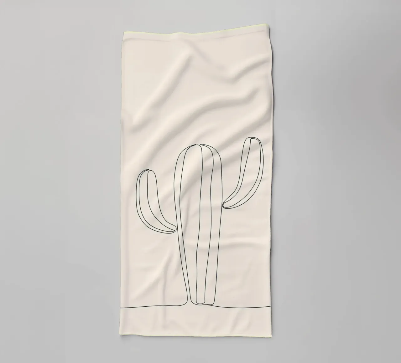 Minimalist Line Drawing of a Cactus | Modern Abstract Art towel by Viv Line Art